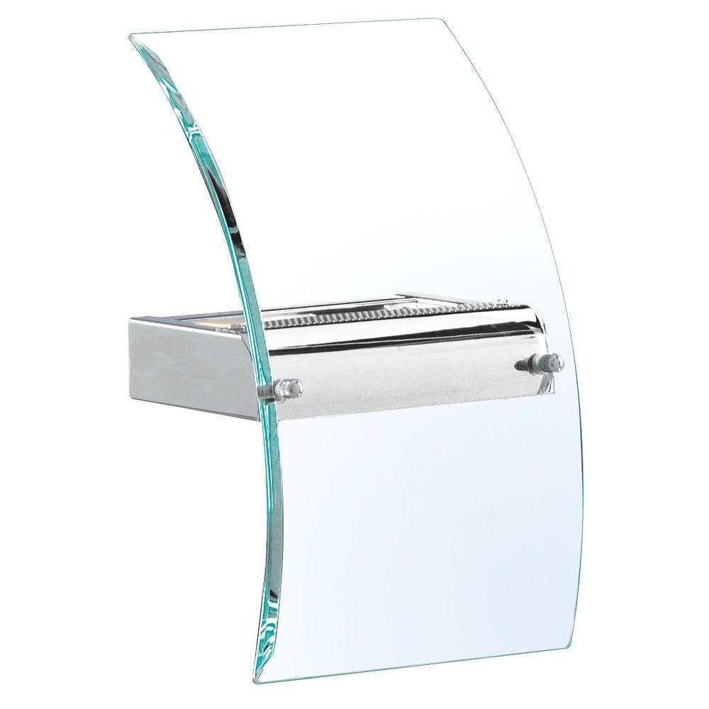 Corridor Chrome LED Wall Light with Bevelled Curved Glass - Modern Hallway Lighting for Home & Office Decor