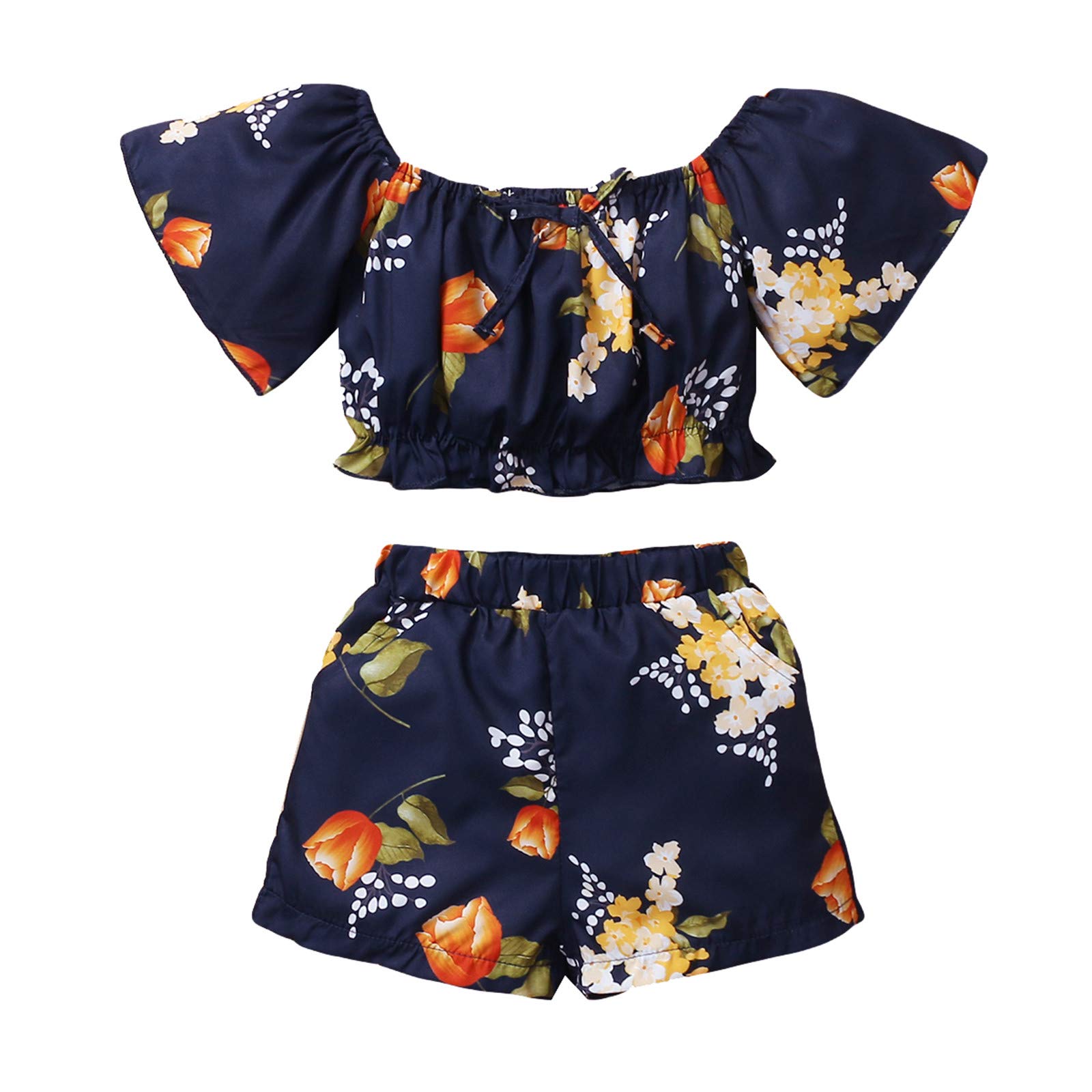 Adorable Baby Girl Summer Outfits - Floral Printed Short Sleeve Top & Shorts Set for Toddlers | Perfect for Playdates, Beach Trips & Family Photos