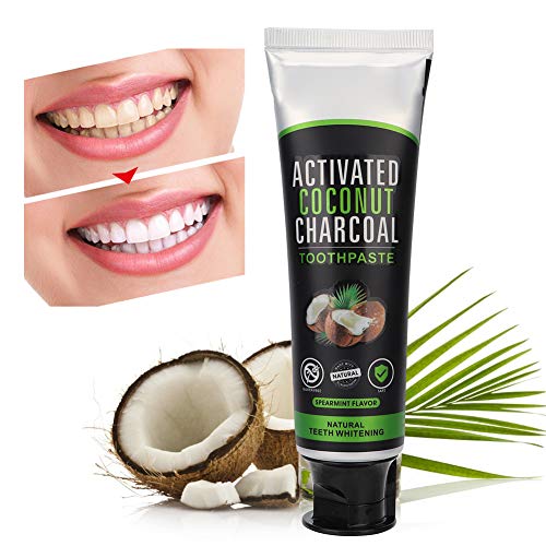 Activated Coconut Charcoal Whitening Toothpaste 100ml - Fresh Breath, Stain Removal & Dental Probiotics for Oral Care | Whitens Teeth & Fights Bad Breath for Daily Use at Home or Travel