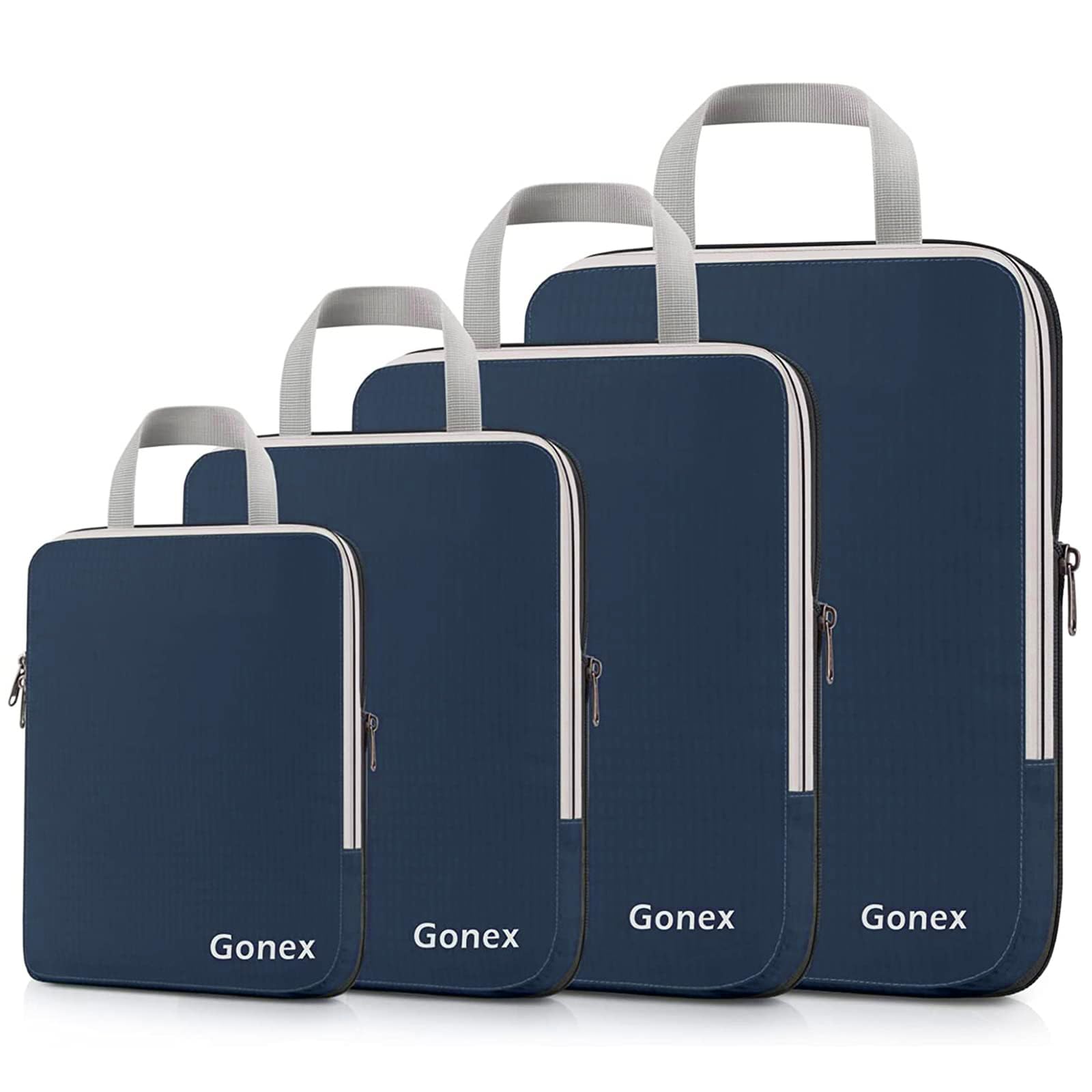 Gonex Compression Packing Cubes Set - 3 or 4 Piece Expandable Travel Organizer for Luggage & Suitcases | Space Saving Storage Bags for Vacation, Business Trips & Backpacking