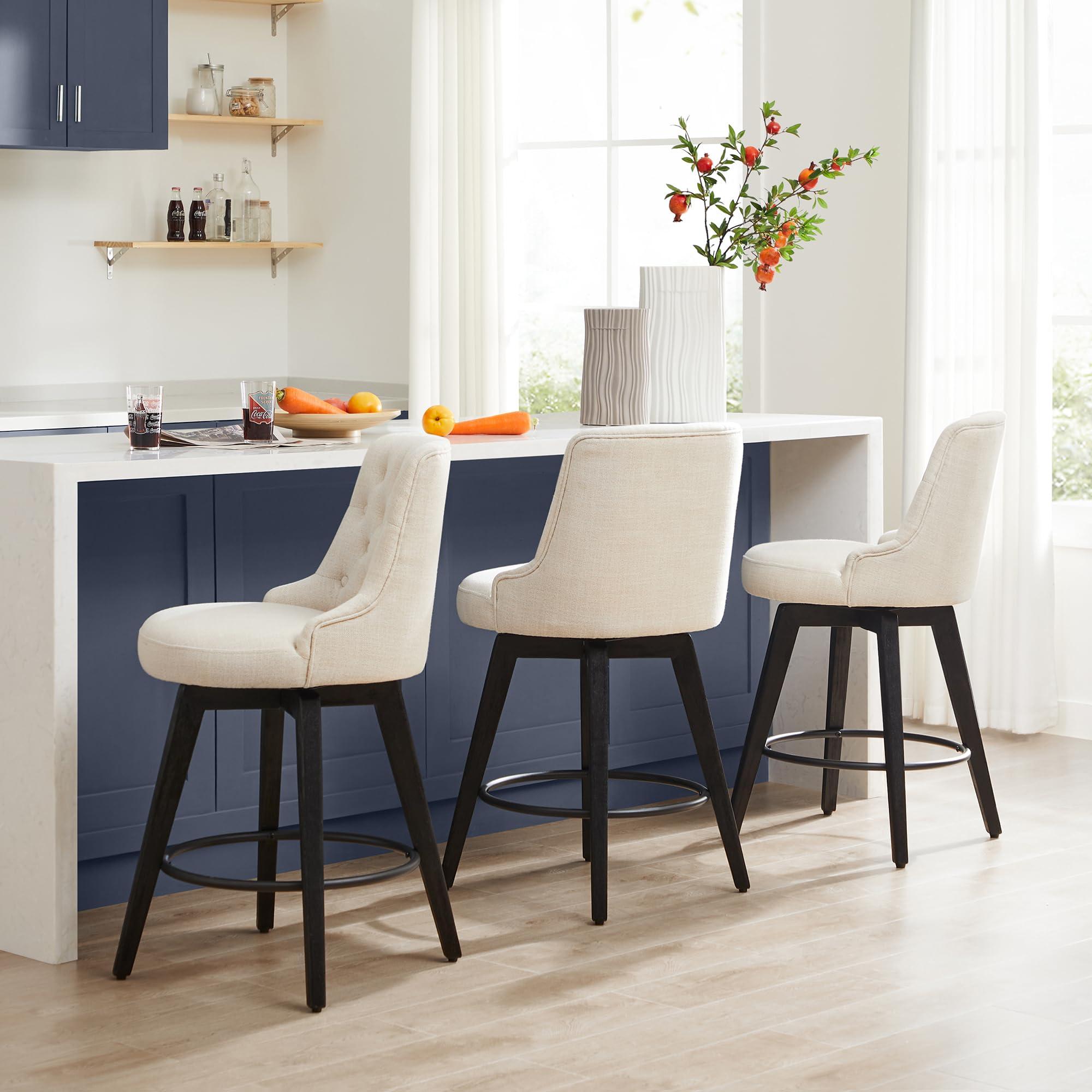 Watson & Whitely Modern Swivel Bar Stools with Back - Set of 2, 26