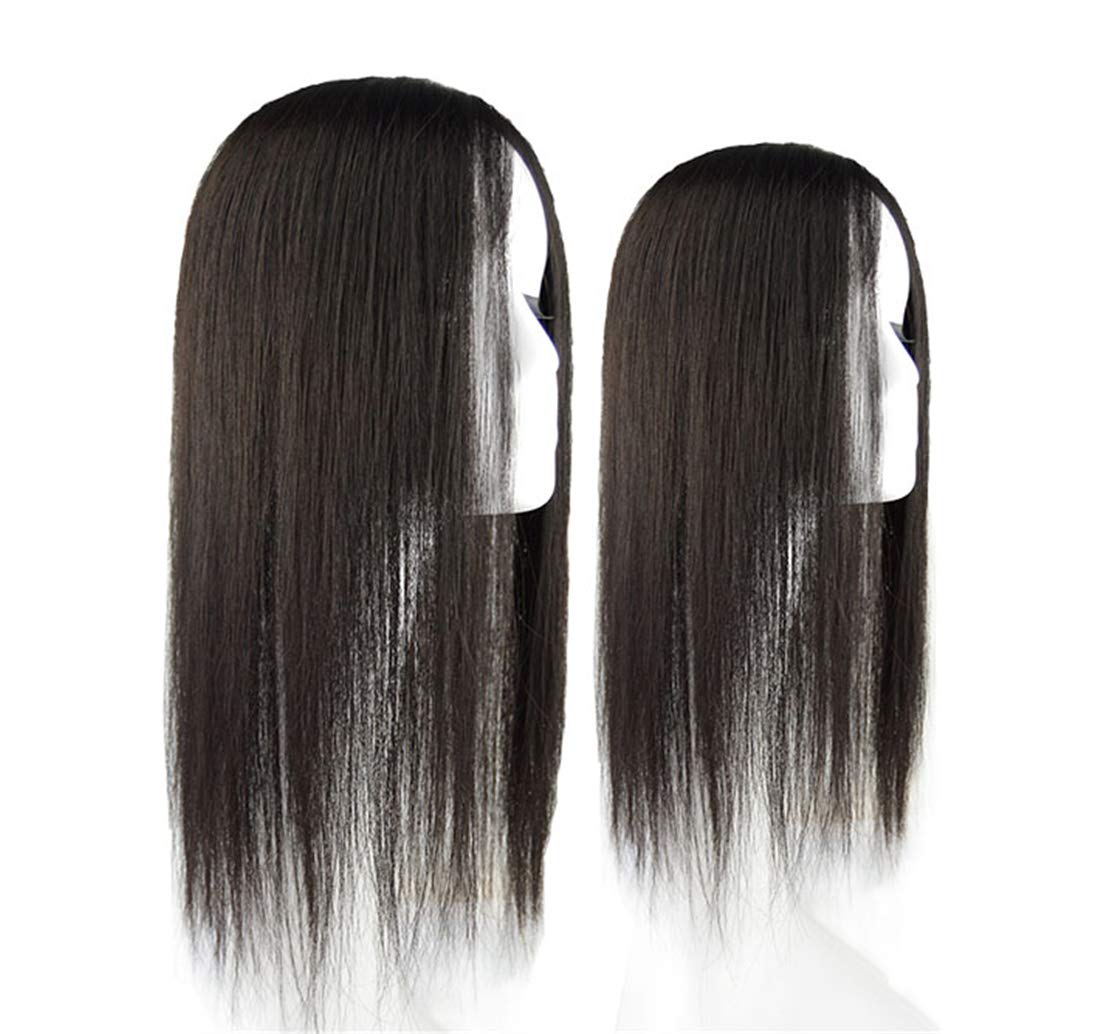 LXUE 3x5 Inches Silk Base Human Hair Topper Clip-in for Women - 12 Inch Dark Brown Hairpiece for Thinning & White Hair Coverage - Perfect for Daily Wear, Special Occasions & Hair Loss Solutions