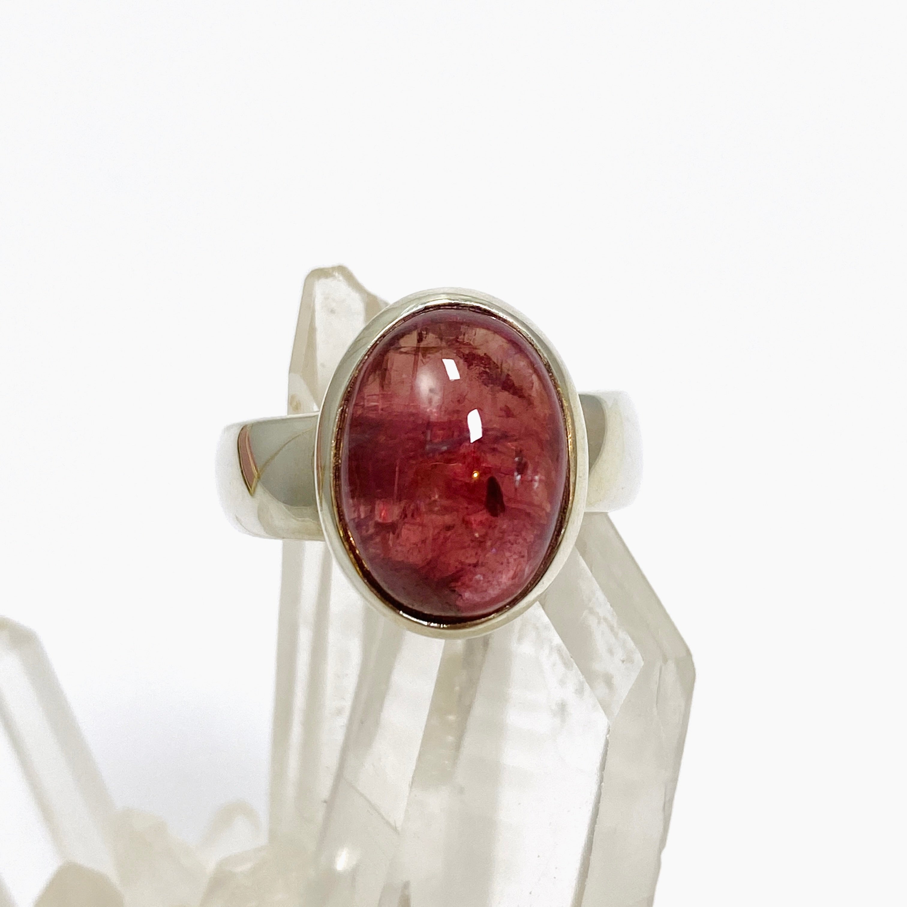 Pink Tourmaline Oval Cabochon Ring Size 7 - Genuine Gemstone Jewelry for Women - Perfect for Engagement, Wedding & Everyday Wear