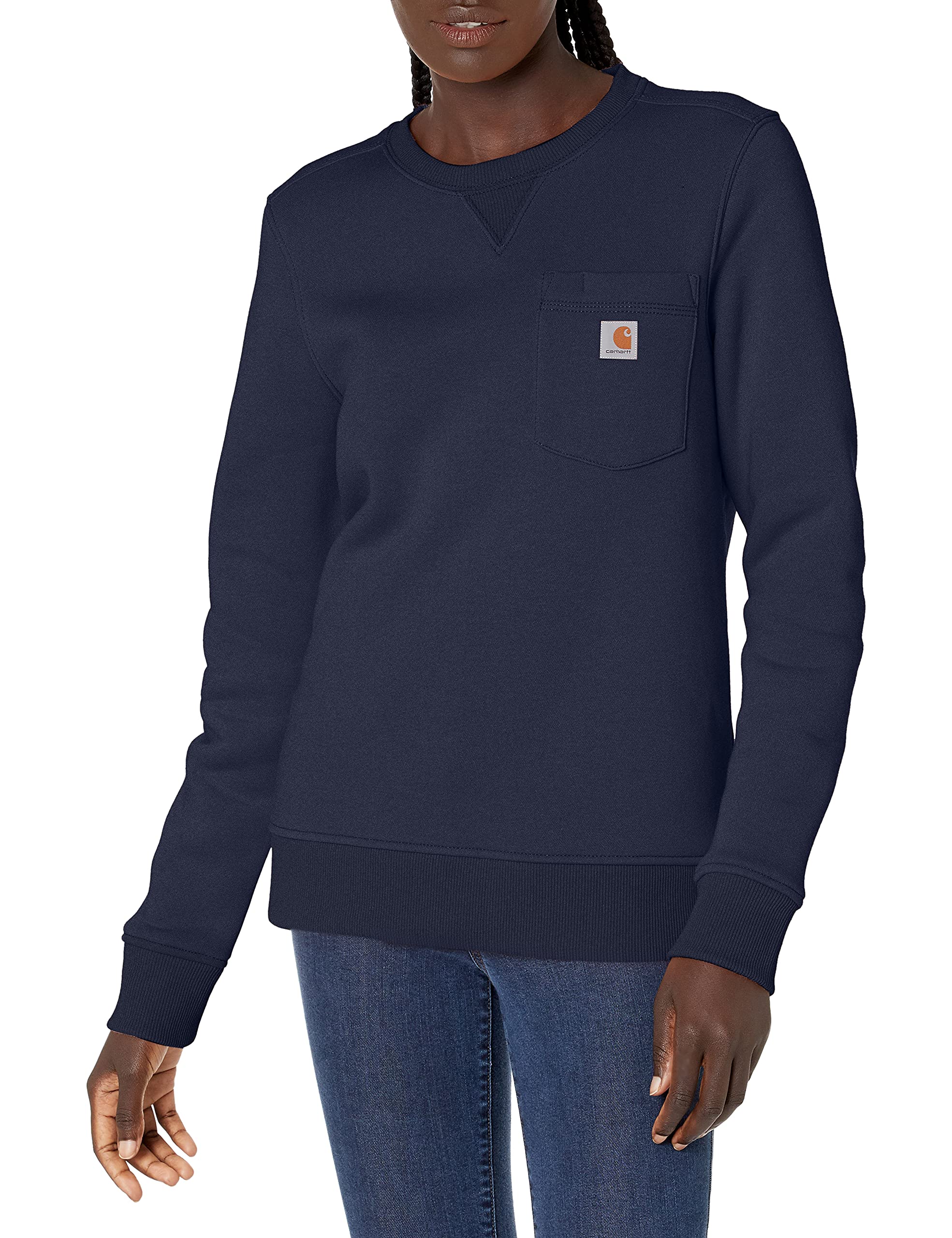 Carhartt Women's Clarksburg Crewneck Pocket Sweatshirt | Soft Cotton Pullover with Front Pocket | Casual Workwear & Outdoor Activities