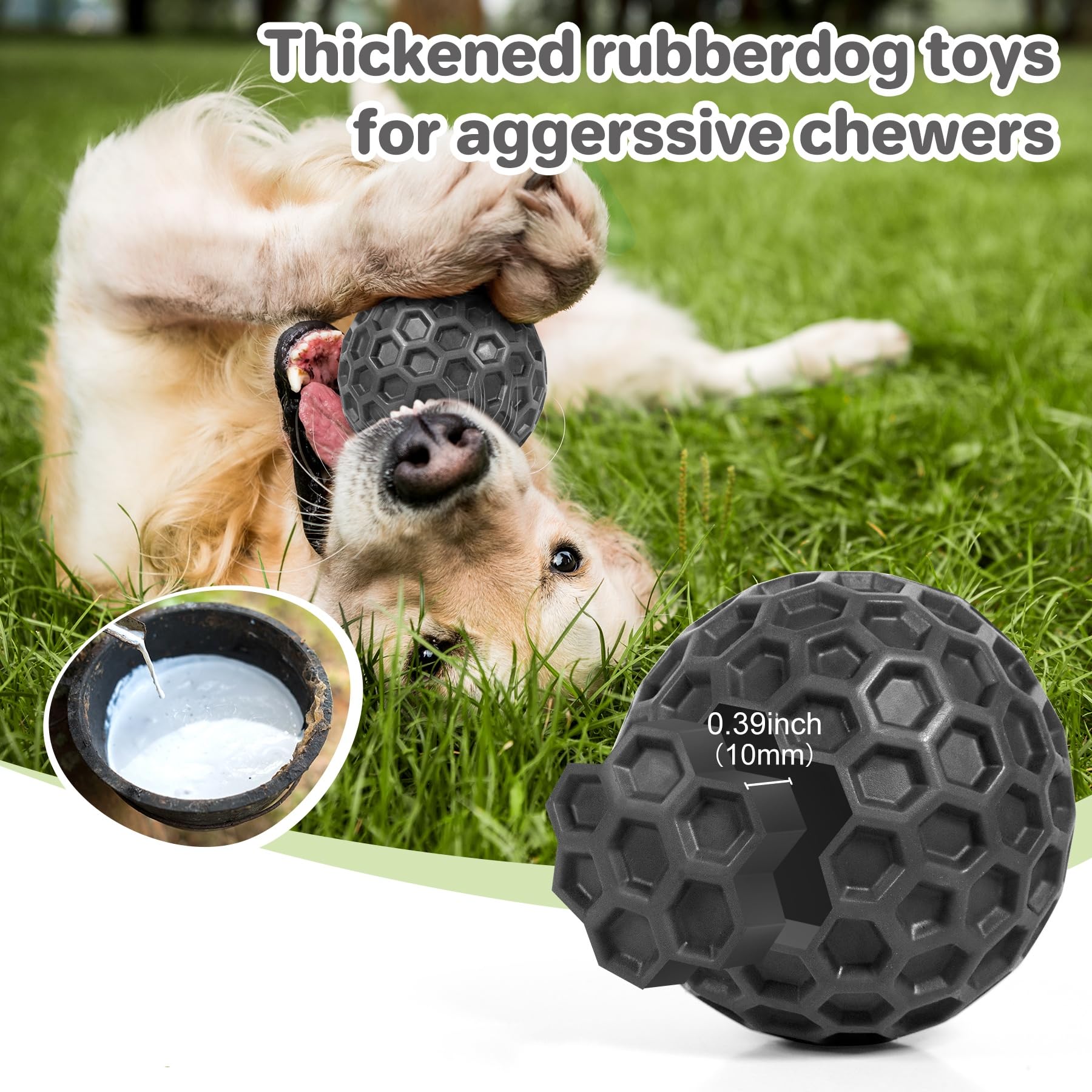 Ultra Durable Squeaky Dog Balls - Indestructible Chew Toys for Large Breed Aggressive Chewers - Anxiety Relief & Teeth Cleaning - Perfect for Outdoor Play, Fetch & Training - Tough Rubber Dog Toys for German Shepherds, Pitbulls & Big Dogs