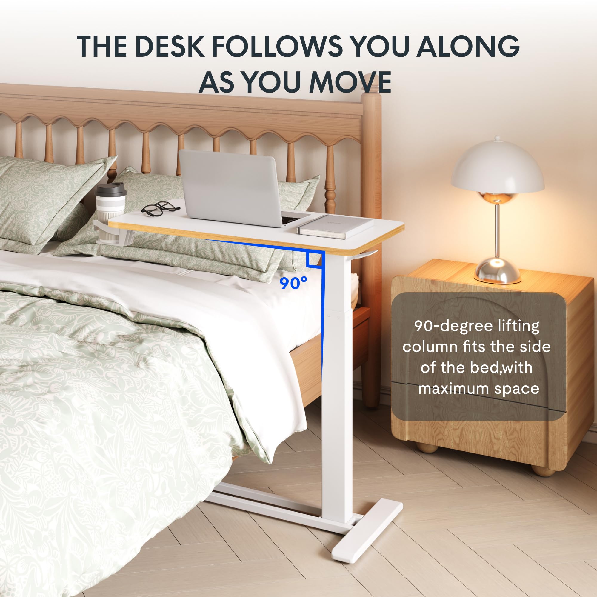 FLEXISPOT Mobile Standing Desk with Wheels - Adjustable Height Rolling Laptop Cart, 27.6