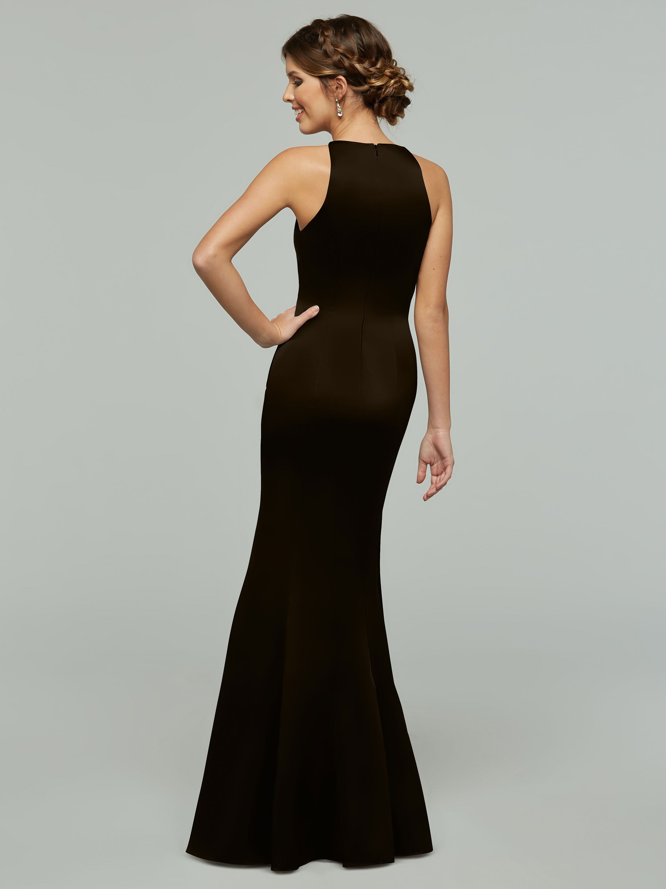 Elegant Mermaid Satin Bridesmaid Dress with Halter Neckline - Perfect for Weddings, Prom & Formal Events | Style 80071 Alt3