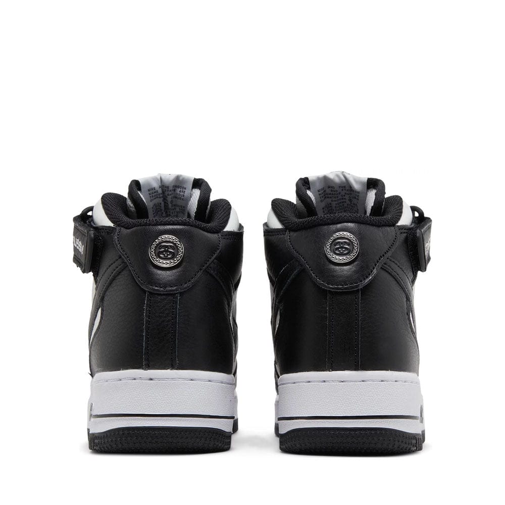 Nike x Stussy Air Force 1 Mid Light Bone Black Sneakers - Men's Basketball Shoes for Streetwear & Casual Outfits (New)