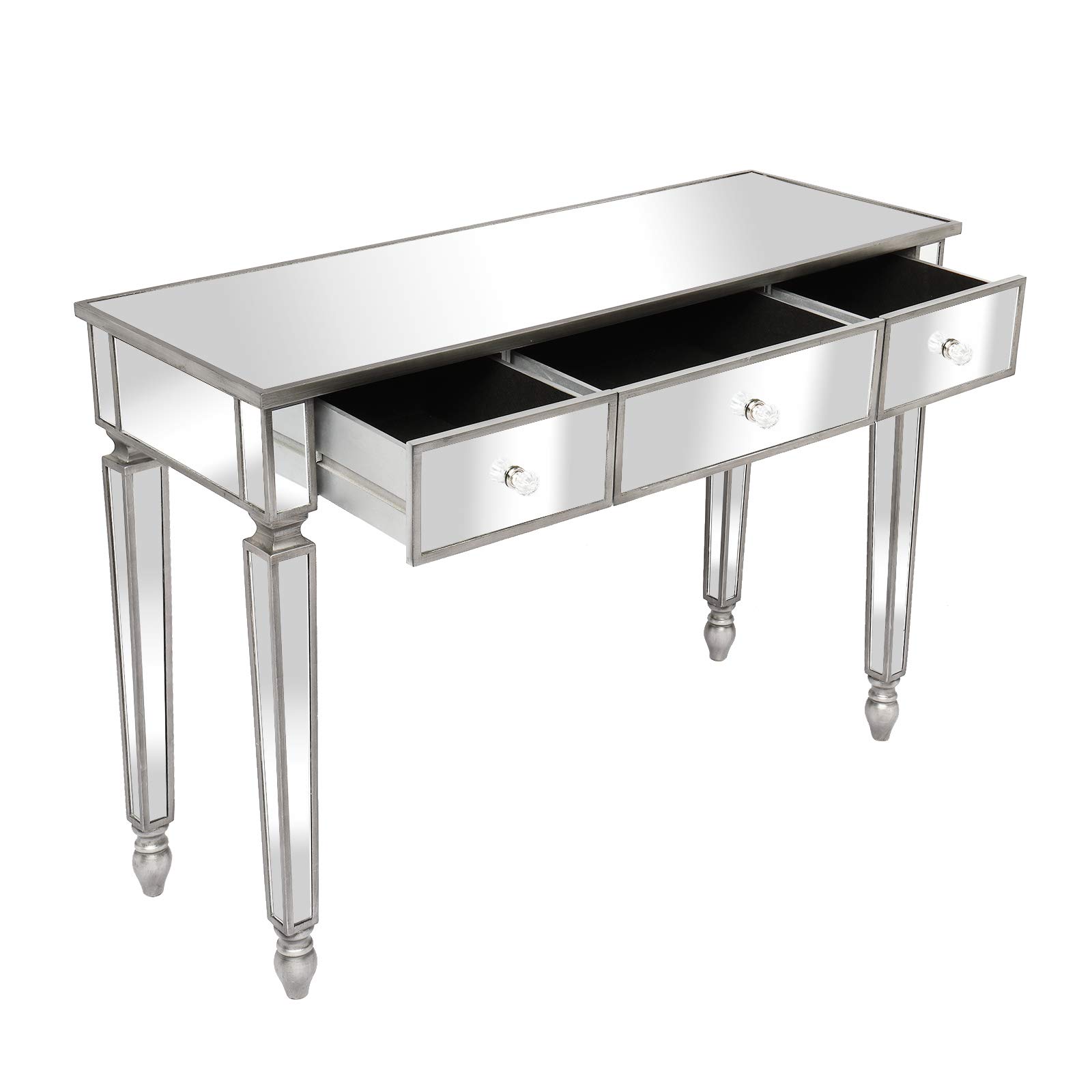 Modern Vanity Desk with Mirror & 3 Drawers - Elegant Dressing Table, Makeup Vanity & Entryway Console for Bedroom, Living Room | Perfect for Beauty Routine, Home Office & Stylish Home Decor
