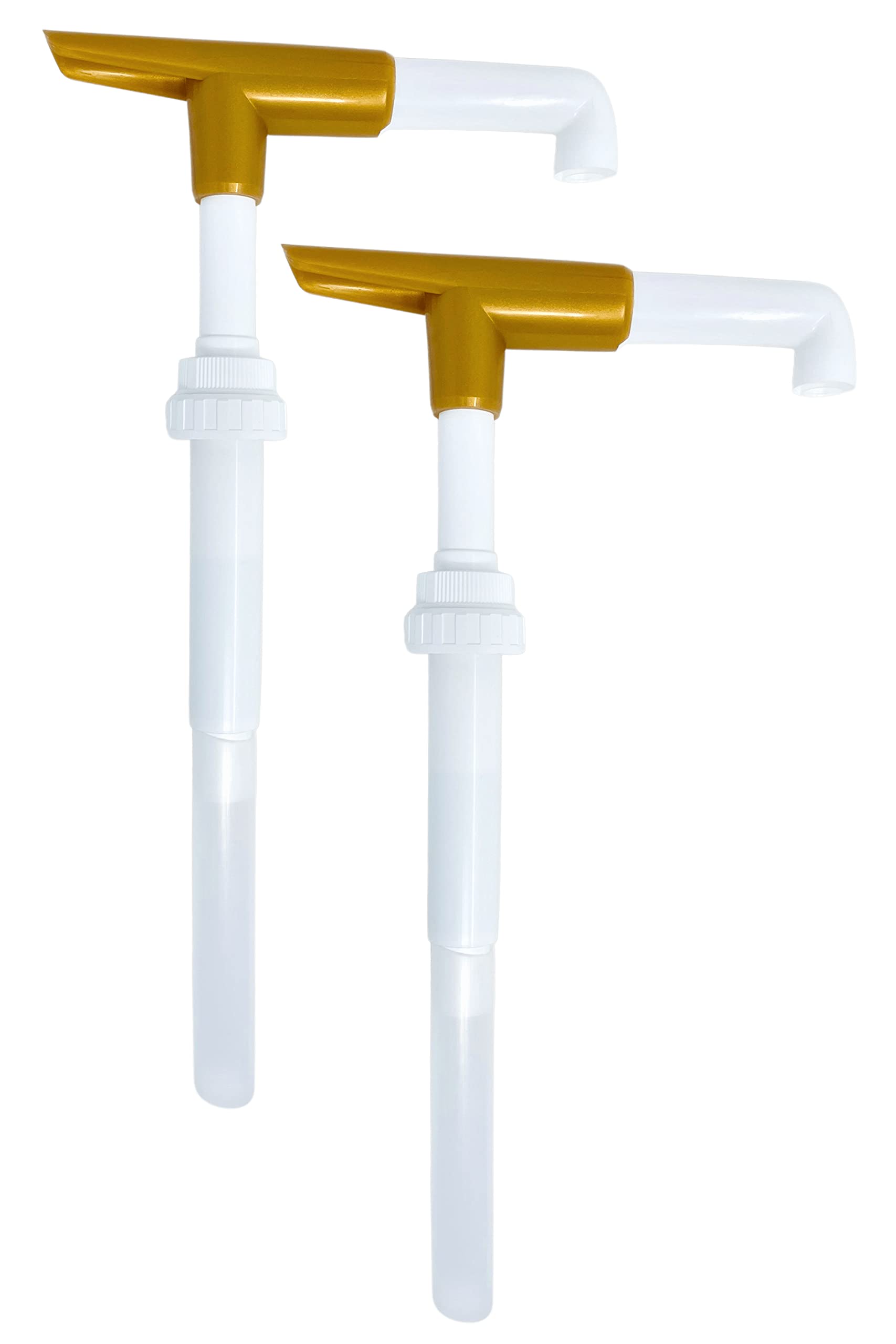 Good Times Coffee Co. Sauce Pump Dispenser (2-Pack) - Fits 87.3 to 90.4 Ounce Bottles - Gold Finish - Perfect for Coffee Shops, Restaurants & Home Kitchens
