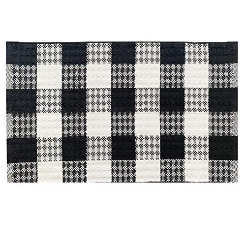 New Black and White Plaid Rug