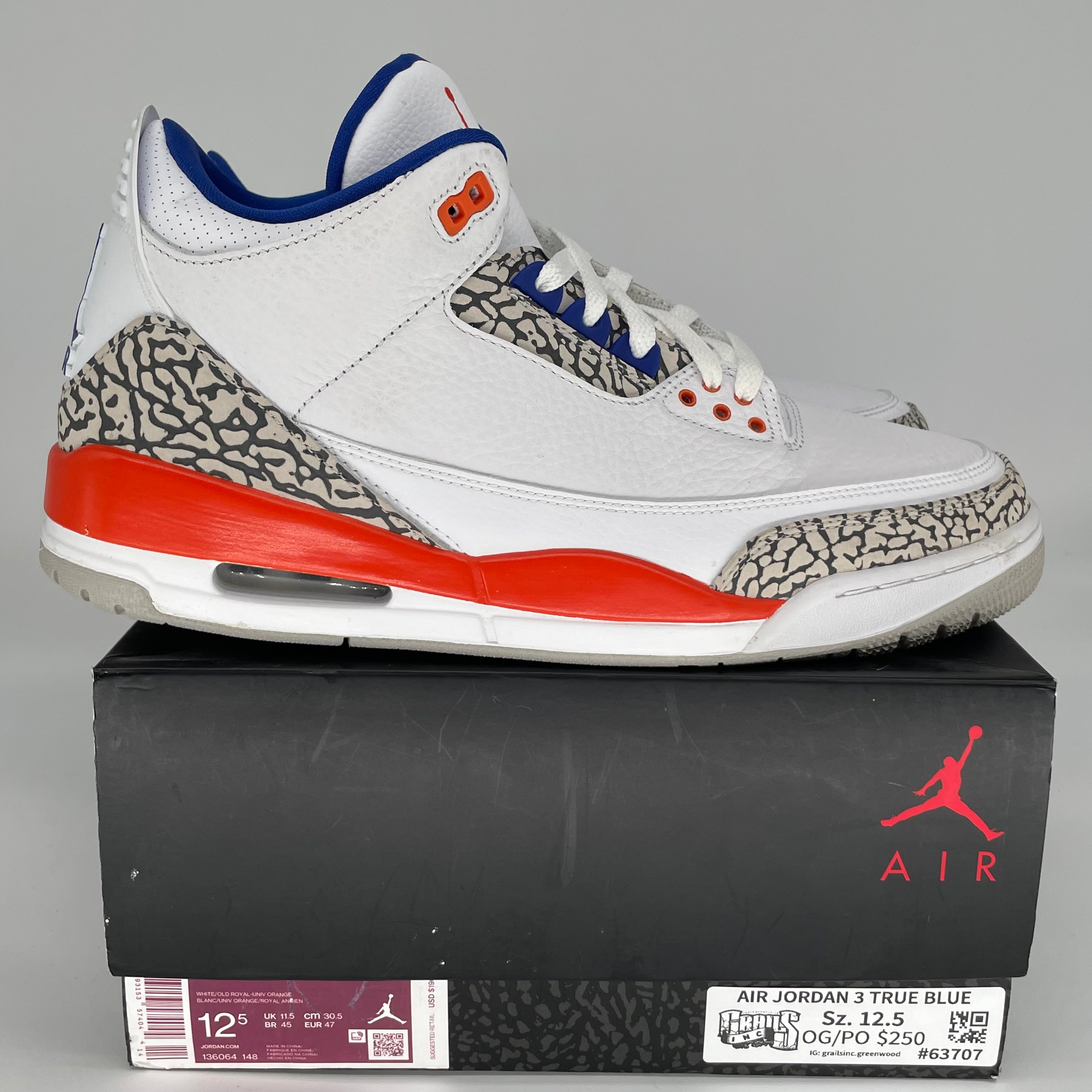 AIR JORDAN 3 KNICKS Retro Basketball Shoes Men's Size 12.5 - Style 136064-148 | Authentic Sneakers for Streetwear, Sports & Casual Outfits