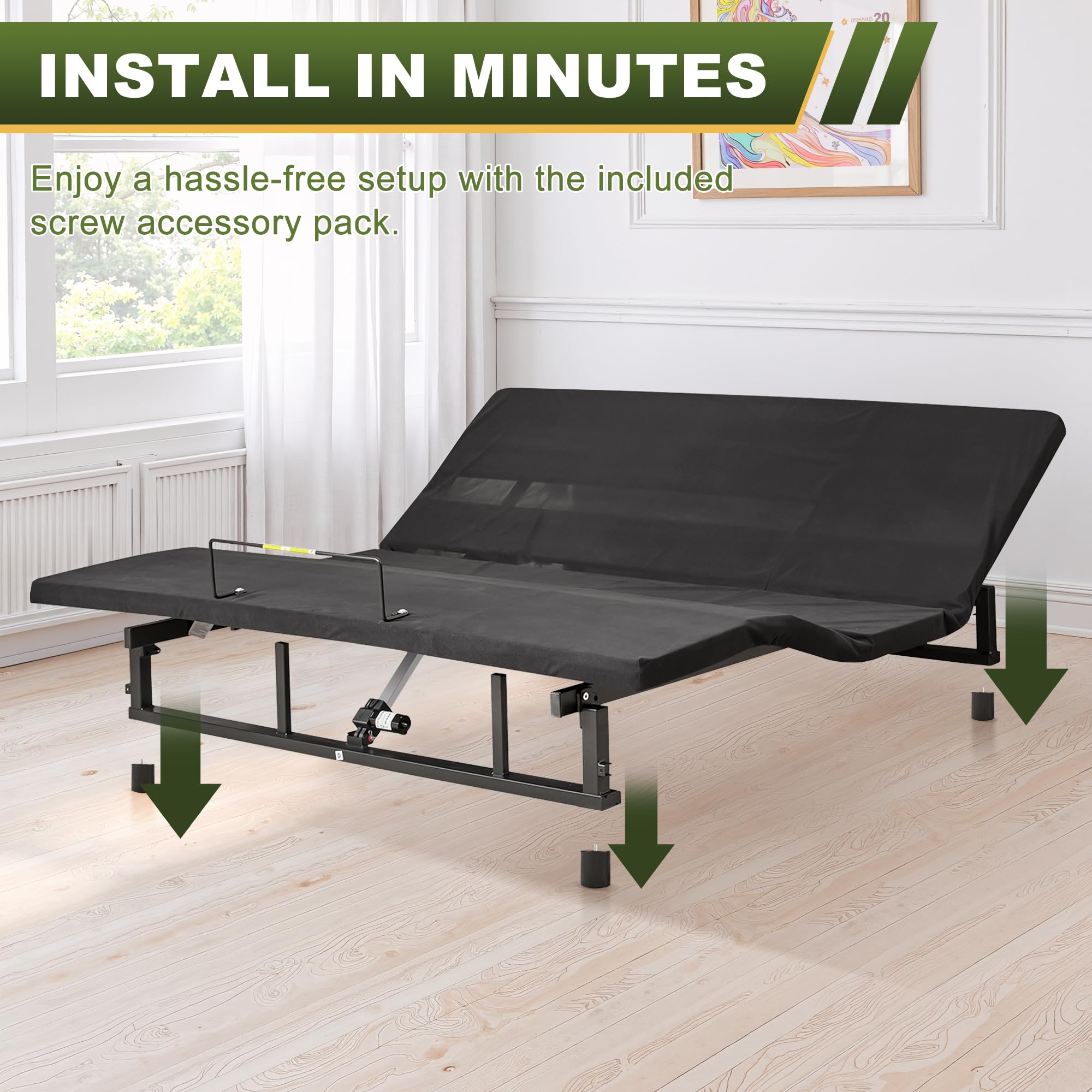 Adjustable Bed Frame with Head & Foot Incline - Zero Gravity Position, Wireless Remote Control, Quiet Durable Motor - Full Size Bed Base for Enhanced Comfort & Better Sleep | Perfect for Home, Hospital & Recovery Use