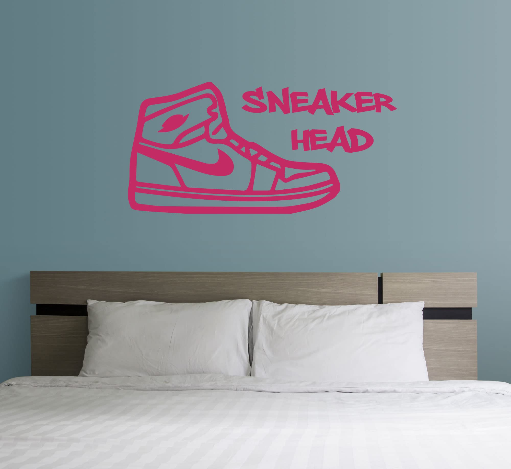 Customizable Sneaker Head Vinyl Wall Decal - Removable Shoe Silhouette Sticker for Sneaker Collectors | Perfect for Bedroom, Game Room, Closet & Shoe Store Decor | Ideal for Home, Office & Sneakerhead Gifts
