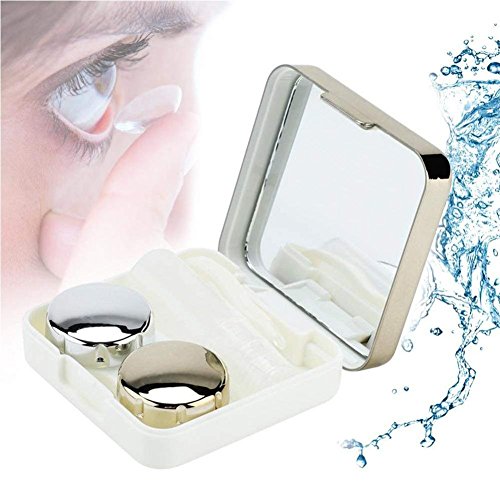 Reflective Contact Lens Case Set - Cute Travel Kit Box with Mirror [Gold] for Daily Use, Travel & Storage | Perfect for Makeup Bags & On-the-Go Eye Care