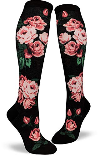 Romantic Rose Knee High Socks in Black