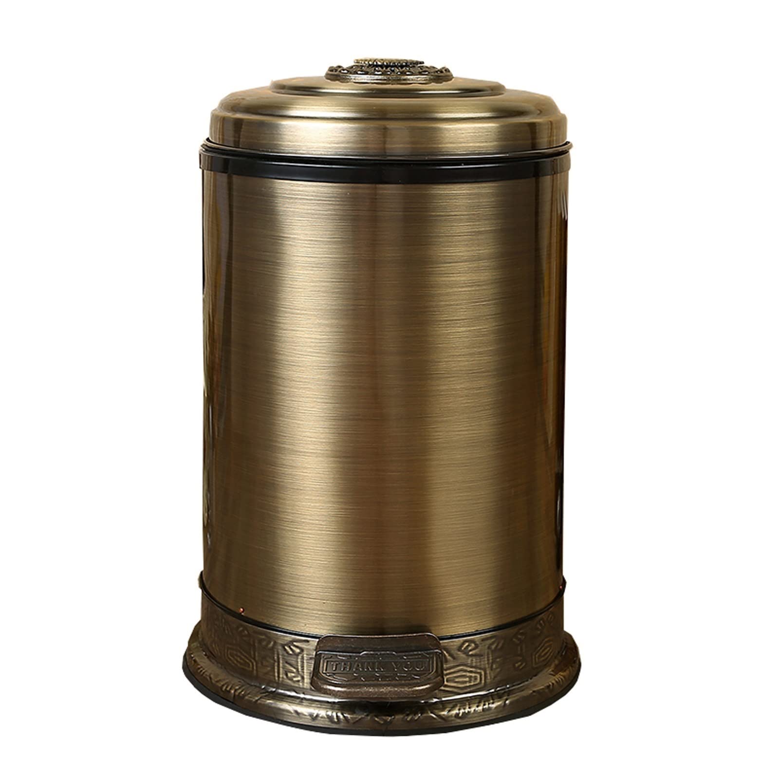 Stainless Steel Retro Bronze Trash Can with Pedal - 6L & 10L Kitchen & Living Room Garbage Bin - Moisture Proof Indoor Waste Basket for Home Decor (Brass, 6L) - Perfect for Kitchen, Bathroom & Office Spaces