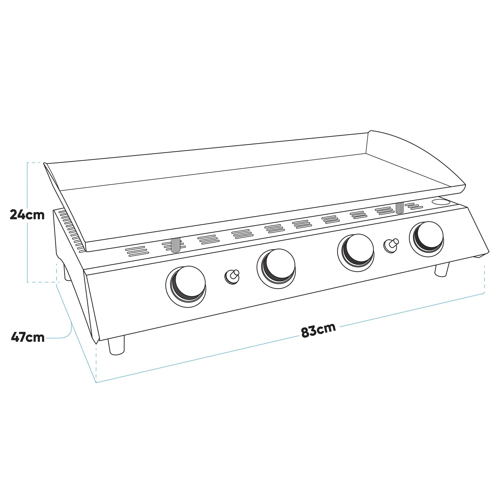 4 Burner Portable Gas Griddle 10kW BBQ Grill with Stainless Steel Surface - Perfect for Outdoor Cooking, Camping, Tailgating & Backyard Parties (Model DG23)