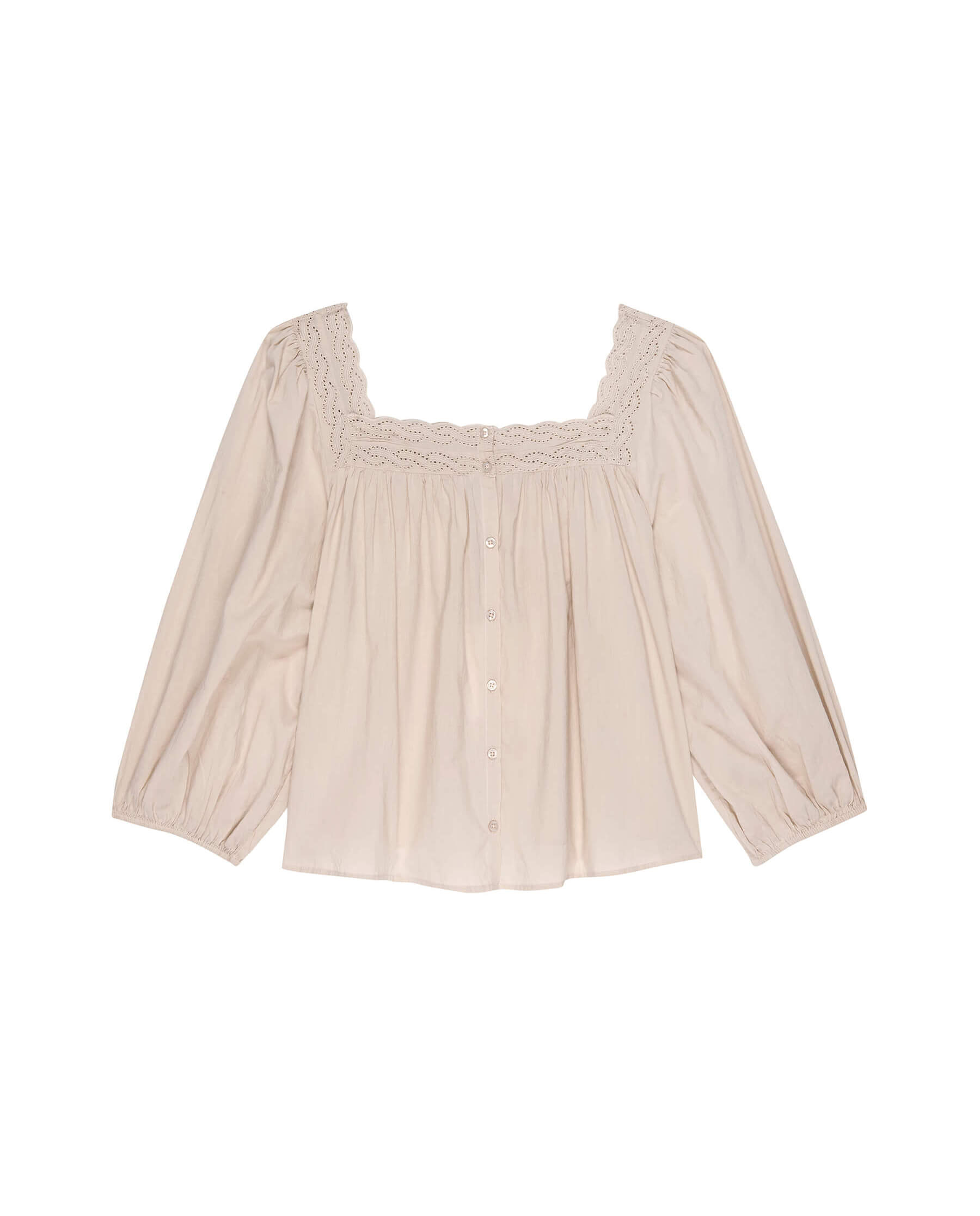 Soft Rosette Eyelet Button Sleep Top - Comfortable & Breathable Nightwear for Women, Perfect for Relaxing at Home or Lounging in Bed