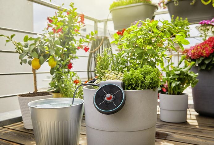Gardena Solar Powered Irrigation AquaBloom Set - Automatic Watering System for Gardens, Lawns & Potted Plants | Eco-Friendly Drip Irrigation Kit for Outdoor & Indoor Plants