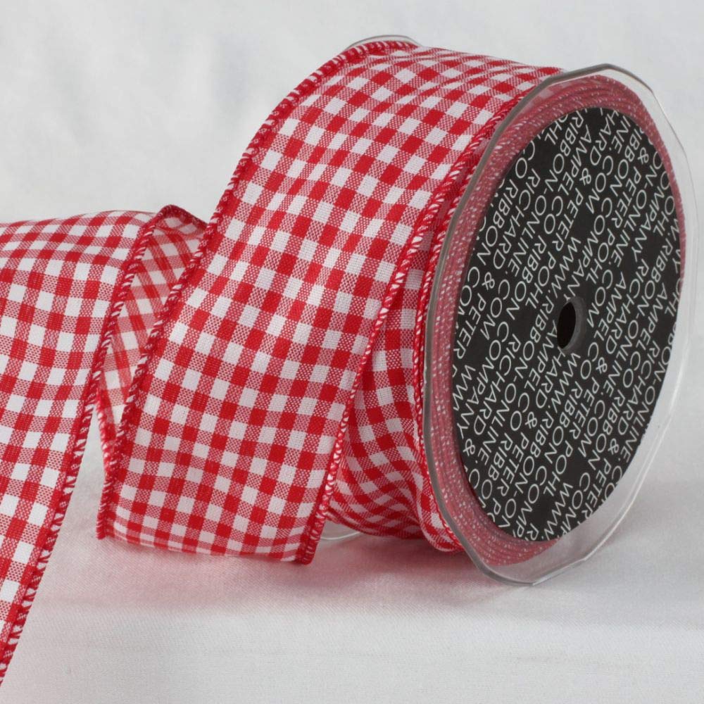 2 Inch x 20 Yards Red and White Checkered Ribbon - Perfect for Gift Wrapping, Party Decorations & DIY Crafts