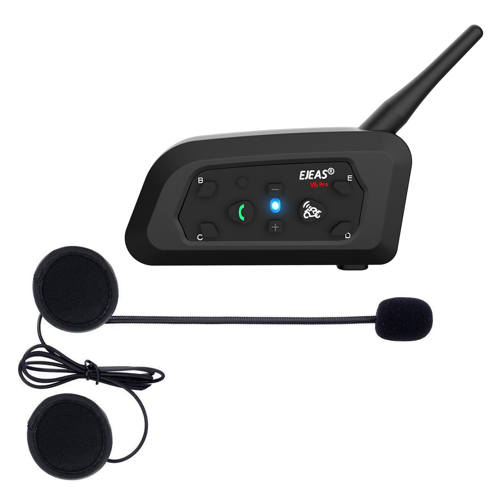 V6 Pro Motorcycle Helmet Bluetooth Intercom Headset - 6 Rider Wireless Communication System, 1200m Range, IP65 Waterproof - Perfect for Group Rides, Touring & Adventure Motorcycling