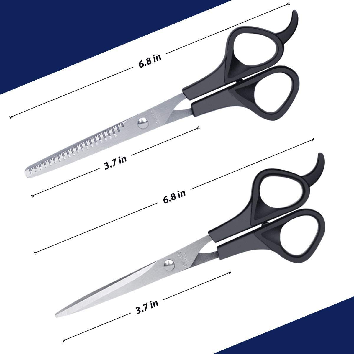 Professional Hair Cutting Scissors Set - 3 Pcs Stainless Steel Barber Shears Kit for Salon & Home Use (Men, Women & Pet Grooming) | Sharp Hairdressing Scissors for Styling, Trimming & Thinning