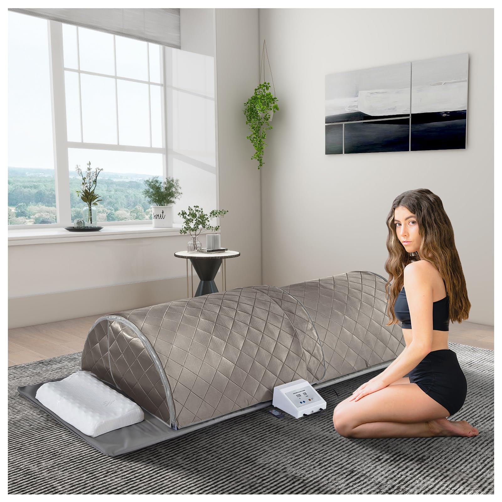 ZONEMEL Portable Infrared Sauna Dome for Home Spa - 360° Full Body Coverage Carbon Heating Therapy with Pillow & Mat - Dry Heat Sauna for Relaxation, Detox & Pain Relief - Perfect for Home Wellness & Recovery