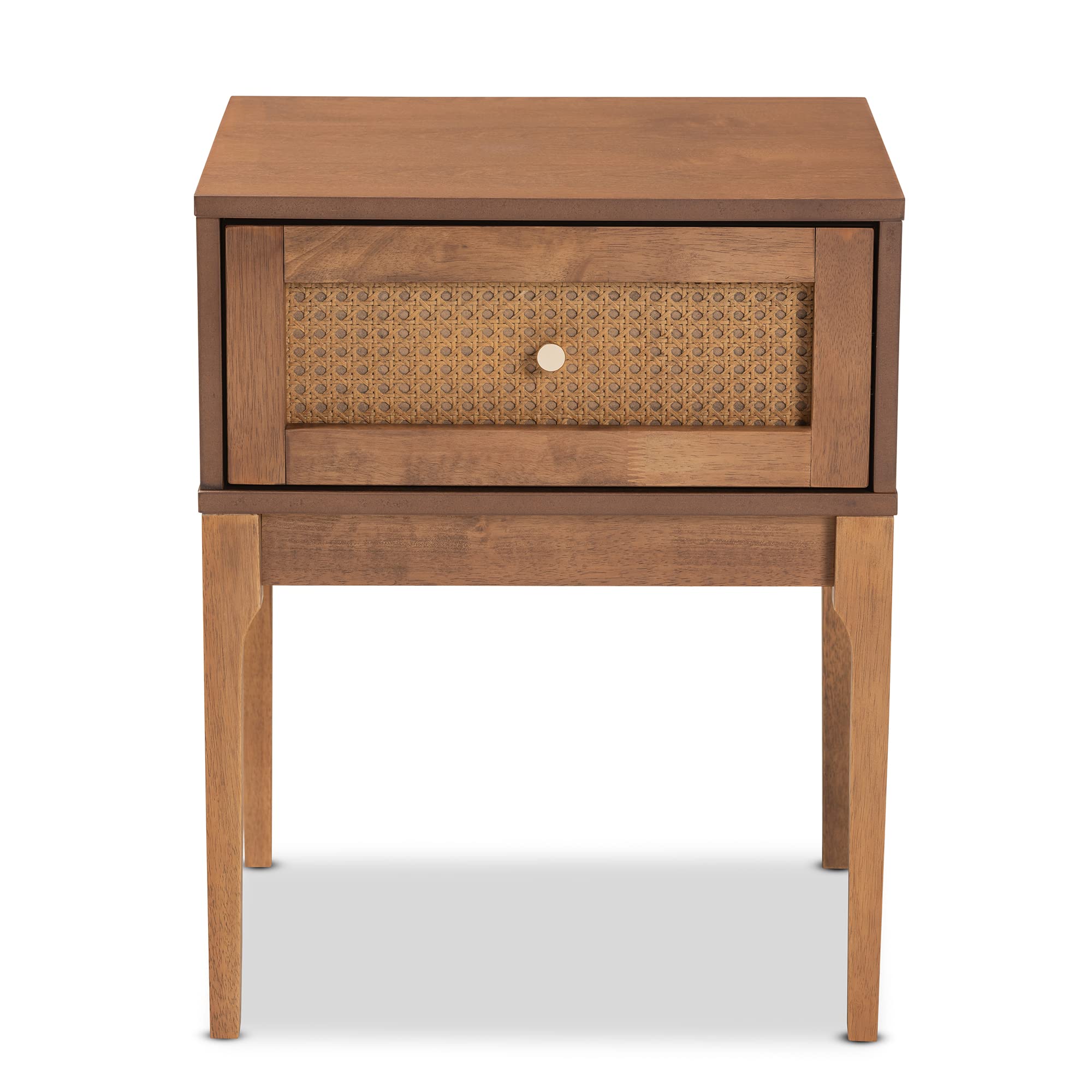 Baxton Studio Ramiel Nightstand - Modern Bedside Table with Natural Brown/Gold Finish - Perfect for Bedroom, Living Room, or Guest Room Decor