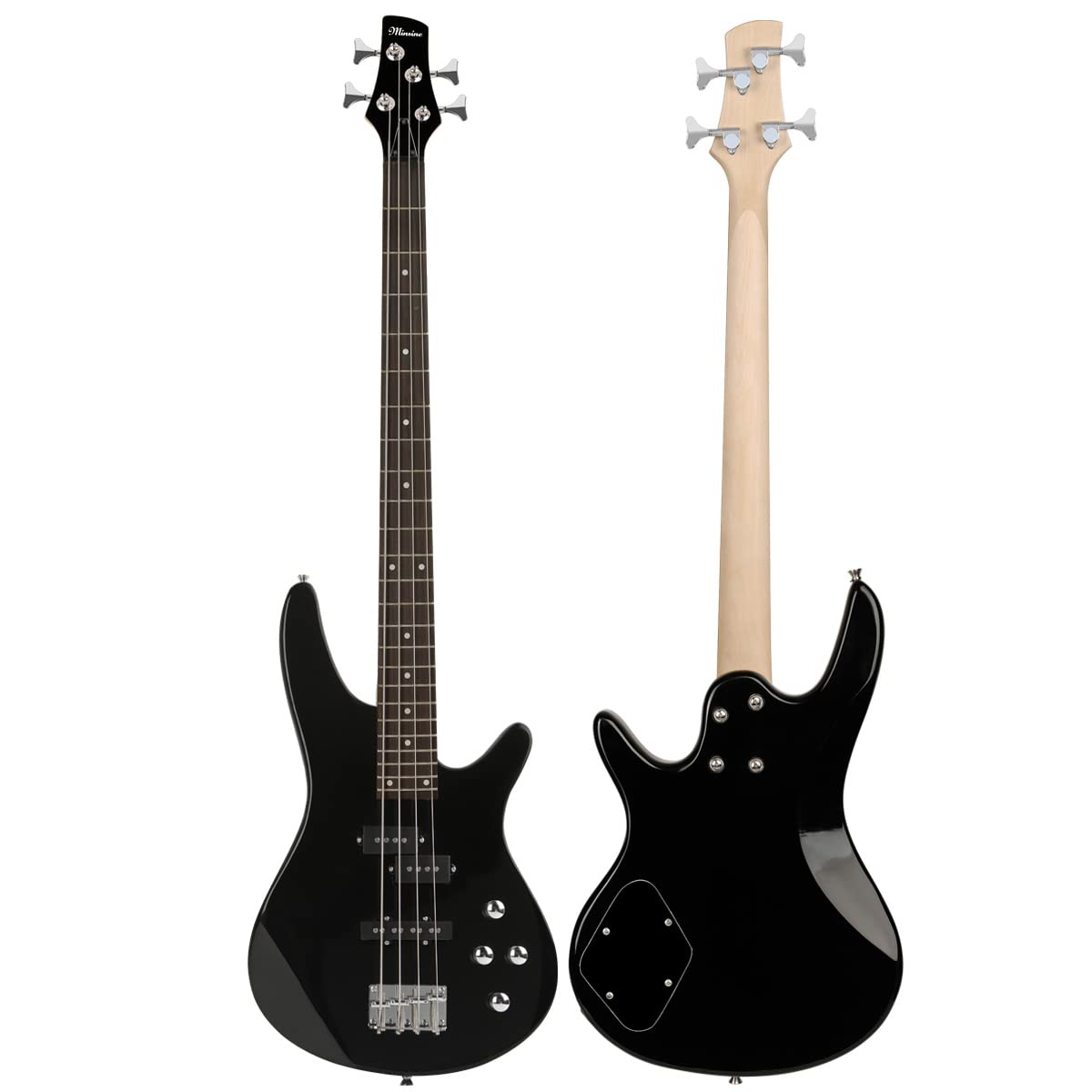 **4-String Electric Bass Guitar Full Size P Bass Beginner Kit with Gig Bag, Strap & Cable - Perfect for Beginners, Practice & Live Performances (Black)**