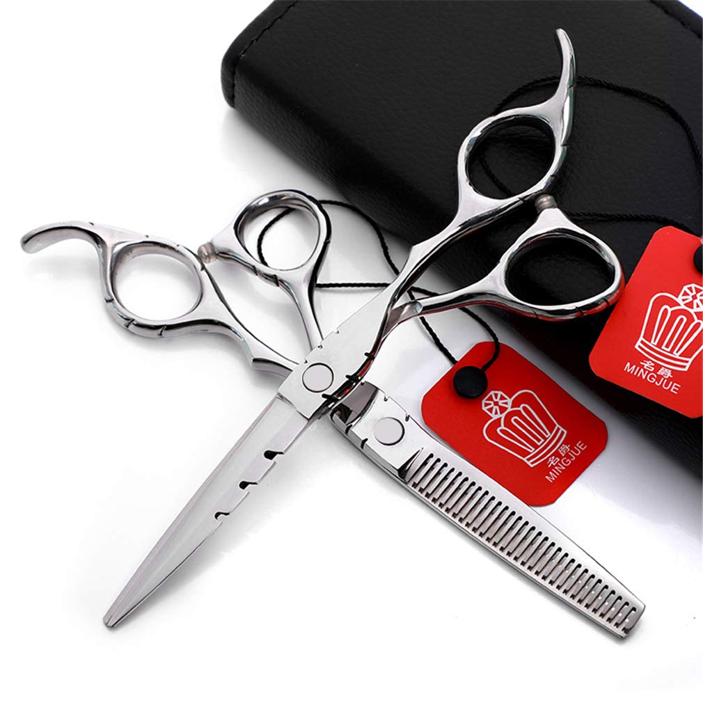 Professional Barber Hair Cutting Scissors 6.0 Inch/17cm - Hairdresser Shears Set (Straight & Thinning Scissors) - Ultra Sharp Stainless Steel Blades for Salon, Barbershop & Home Use - Perfect for Precision Haircuts, Styling & Trimming (Purple)