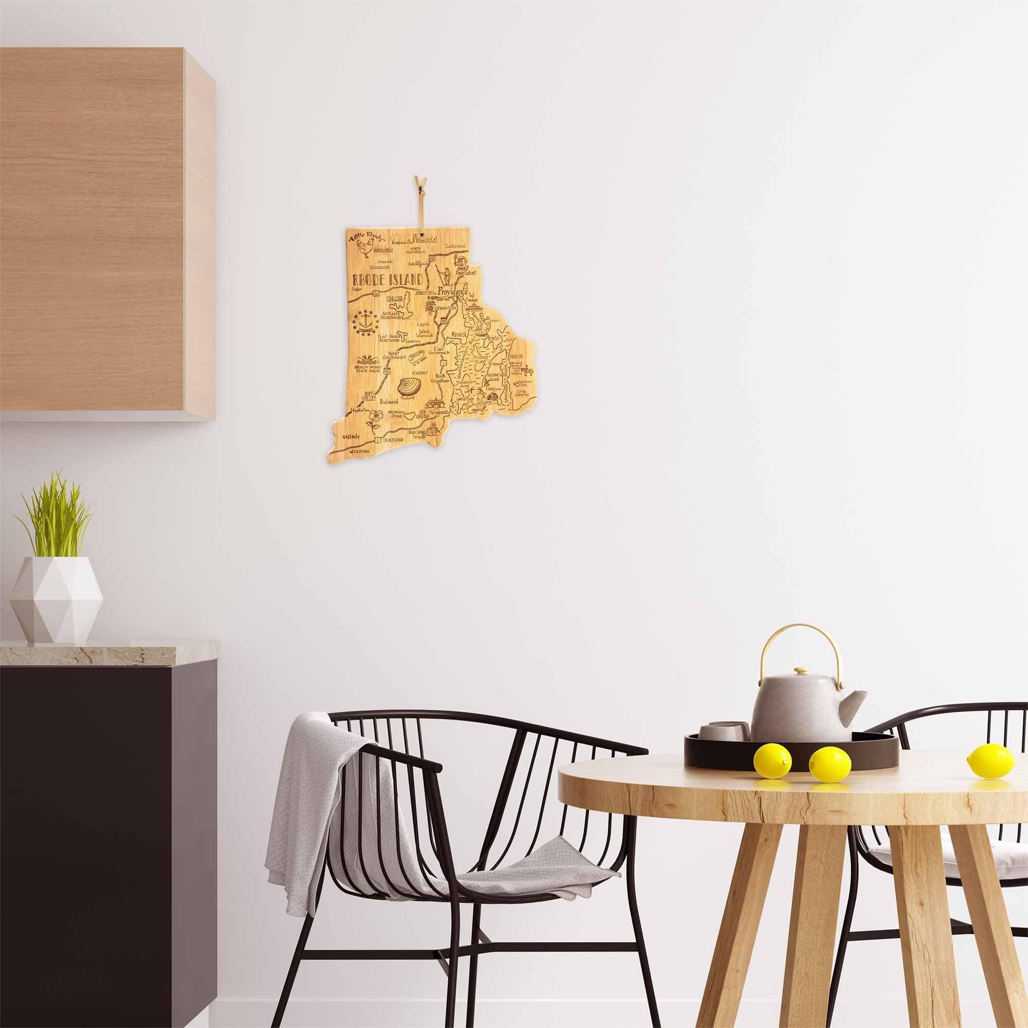 Premium Rhode Island Themed Wooden Cutting Board 13.75