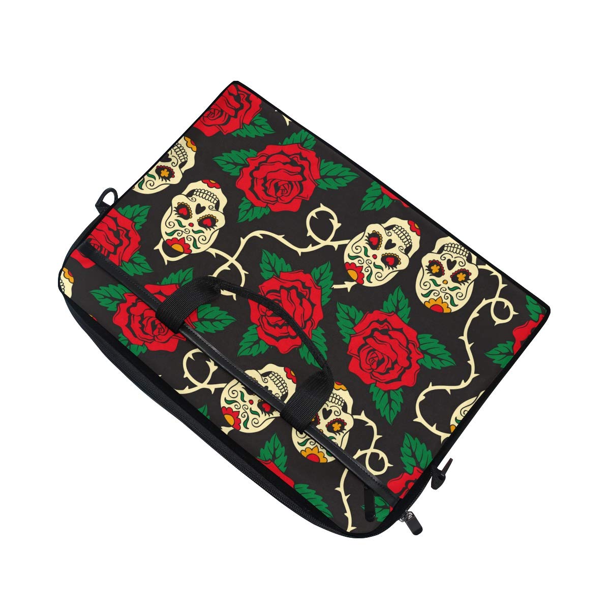 ALAZA Sugar Skull Rose Floral Laptop Sleeve Bag - Convertible Crossbody Messenger Briefcase with Strap & Pocket for MacBook Air Pro, Surface, Dell, ASUS, HP, Lenovo 14-15.4 Inch - Perfect for Work, Travel & School Accessories