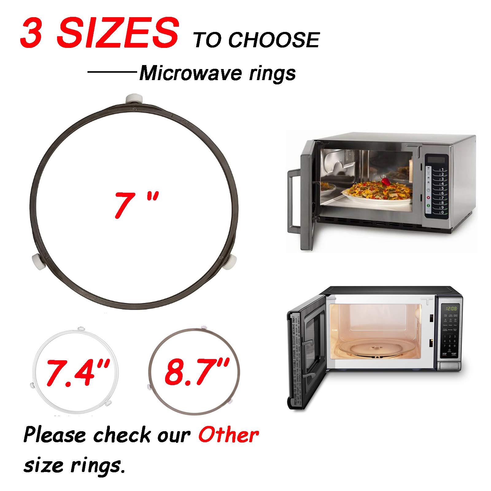 WAFJAMF 7-Inch Microwave Turntable Ring – Replacement Microwave Oven Tray Rotating Roller Support Ring for Glass Plate – 0.6-Inch Height (Small, 2-Pack) – Perfect for Easy Microwave Turntable Repair & Maintenance
