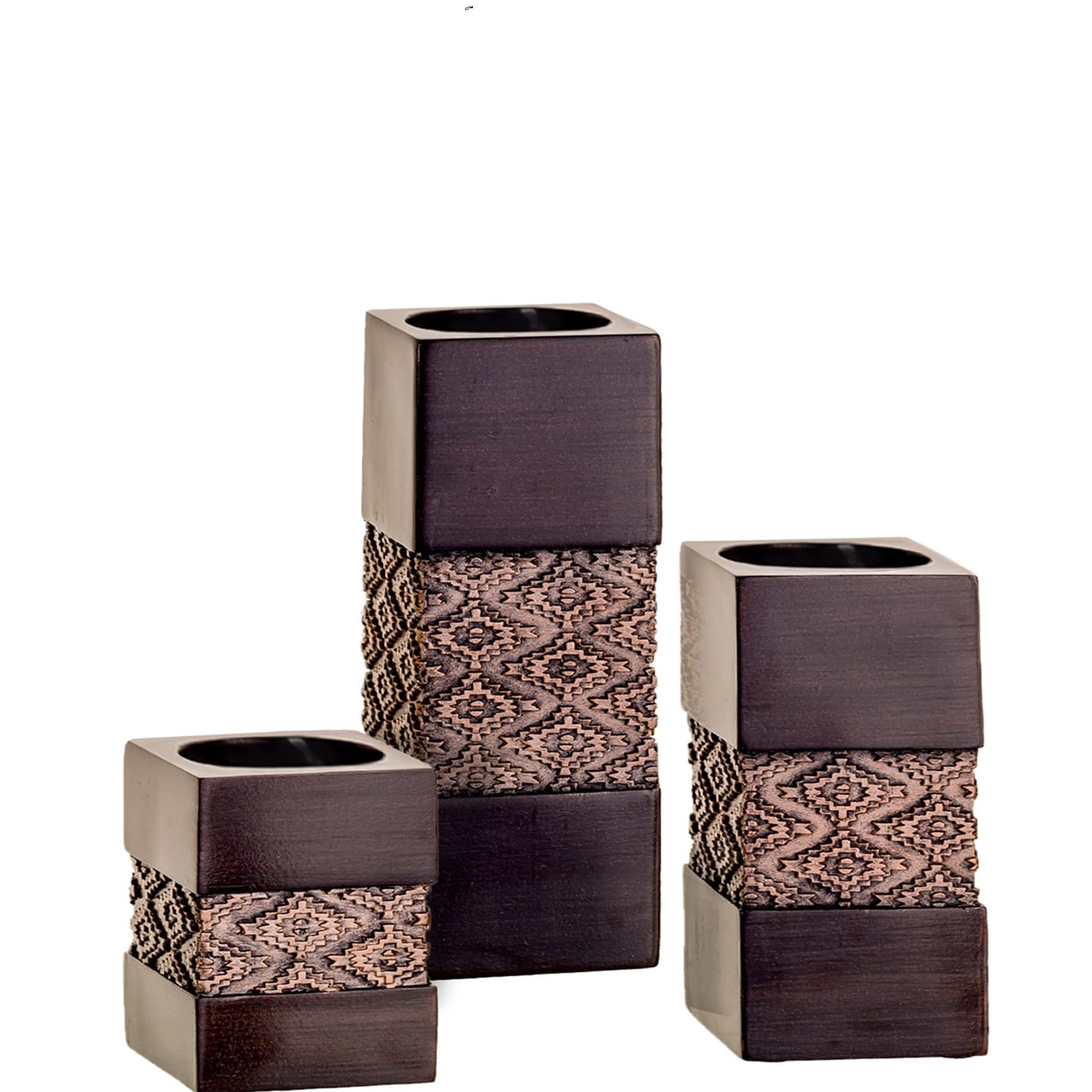 Dublin Brown Set of 3 Tealight Candle Holders - Elegant Table Decor Gift Set for Living Room, Dining Table, Coffee Table, Fireplace, Entrance & Bathroom | Perfect for Romantic Dinners, Holiday Centerpieces & Relaxing Bath Time