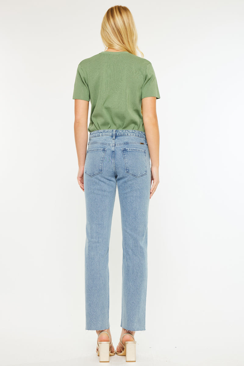 Evelyn Mid Rise Slim Straight Leg Jeans for Women - Comfortable Stretch Denim Pants - Perfect for Casual Wear, Office & Everyday Outfits