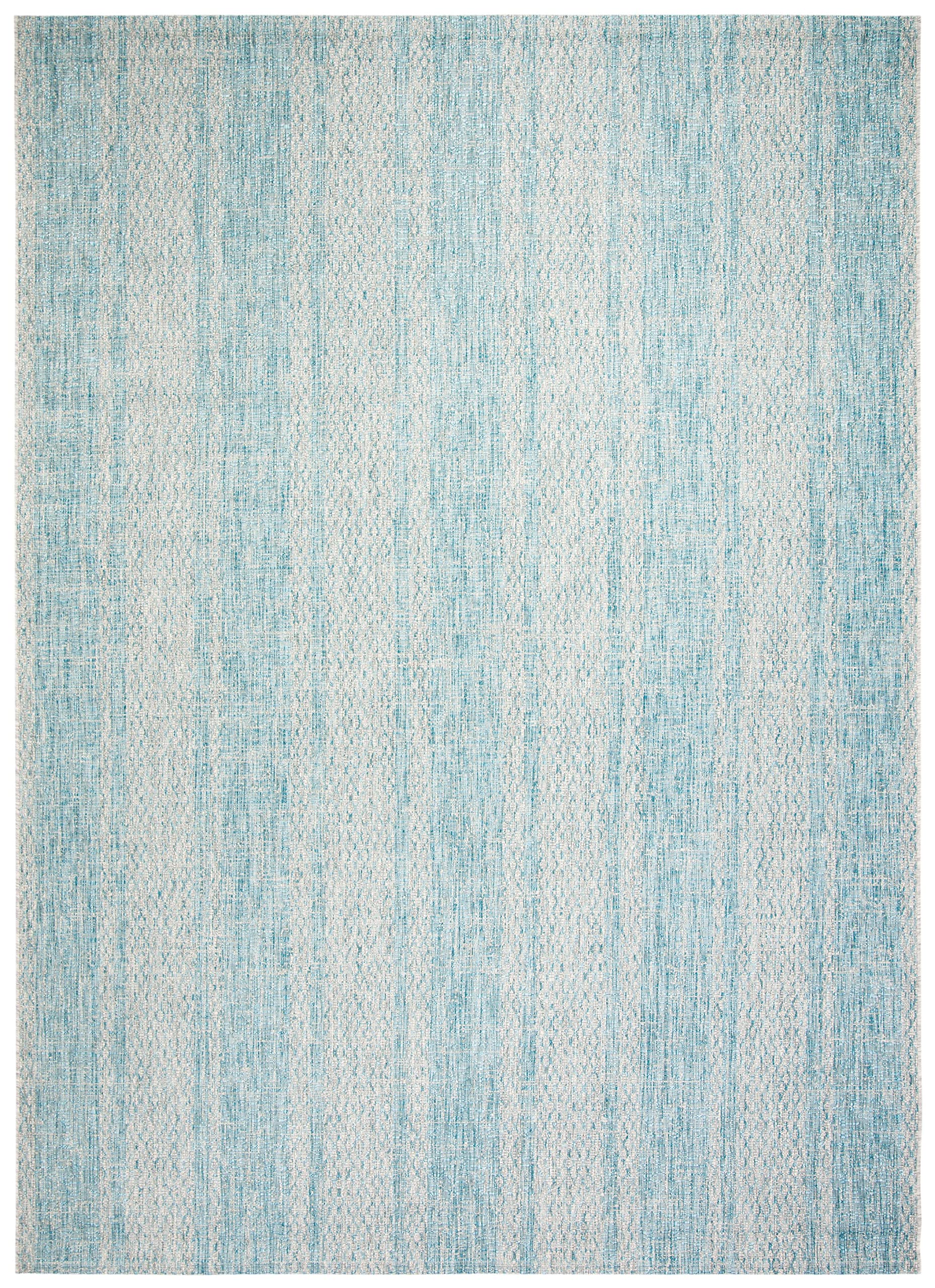 SAFAVIEH Courtyard Collection 9' x 12' Light Grey & Aqua Indoor Outdoor Waterproof Rug - Easy to Clean, Stain Resistant for Patio, Backyard, Mudroom, Deck & Poolside (CY8736)