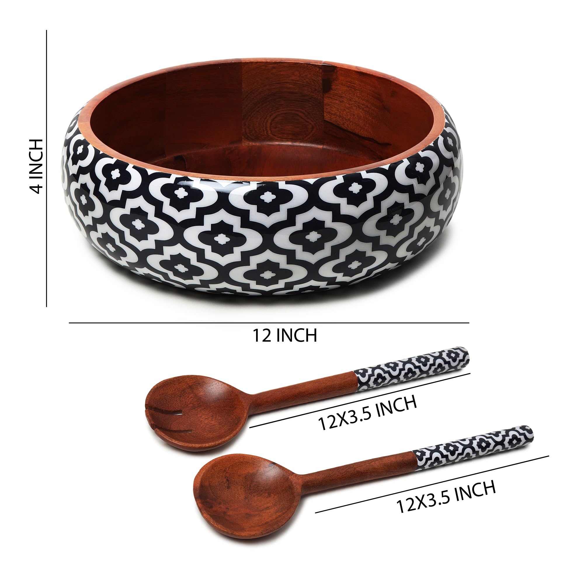 Large Salad Bowl with Servers - 12x4