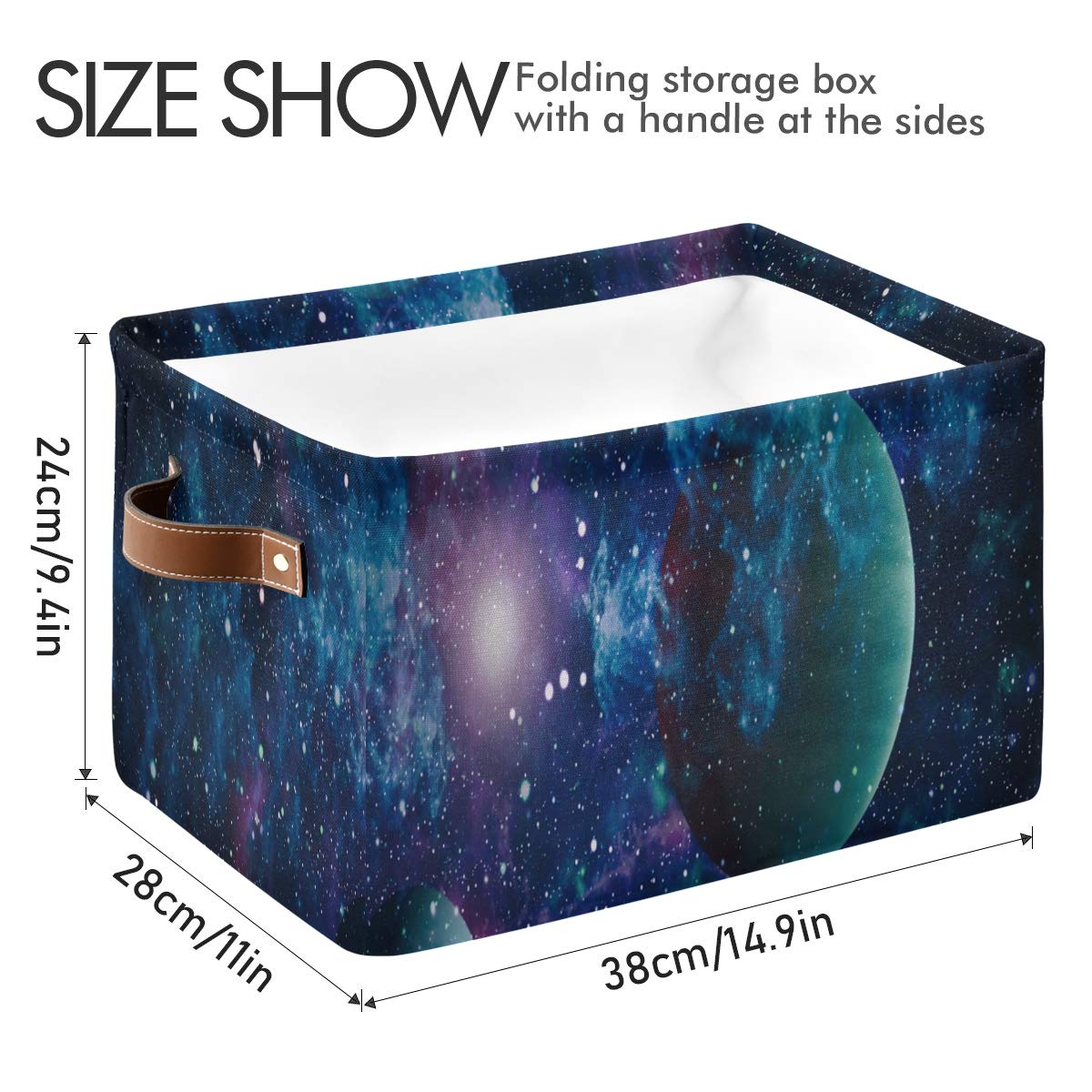 AUUXVA Collapsible Storage Bins with Handles - Large Rectangular Fabric Storage Cubes for Toys, Clothes & Home Organization | Space-Themed Galaxy Design for Nursery, Bedroom, Office & Closet