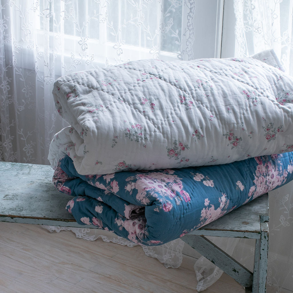 Rachel Ashwell Rosebury Farmhouse Quilt Set - Queen Size, 100% Cotton, Floral Design - Perfect for Bedroom, Guest Room & Cozy Farmhouse Decor