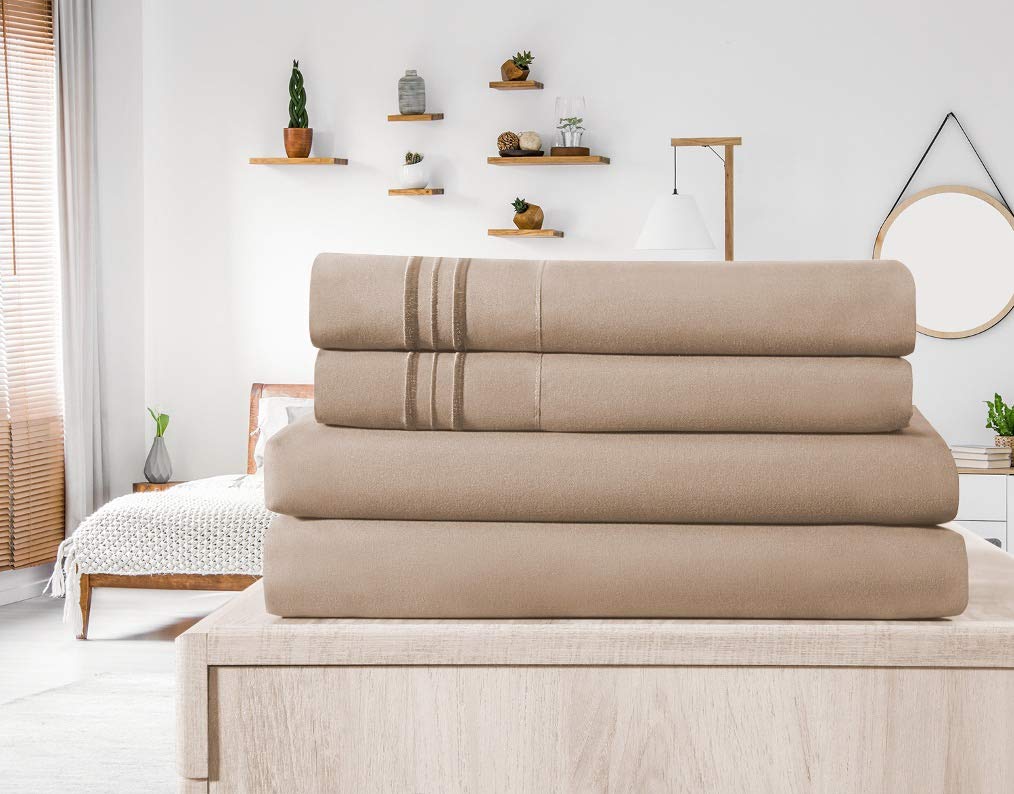 Elif Twin Size Bed Sheets Set - Ultra Soft Brushed Microfiber 3-Piece Bedding with 14