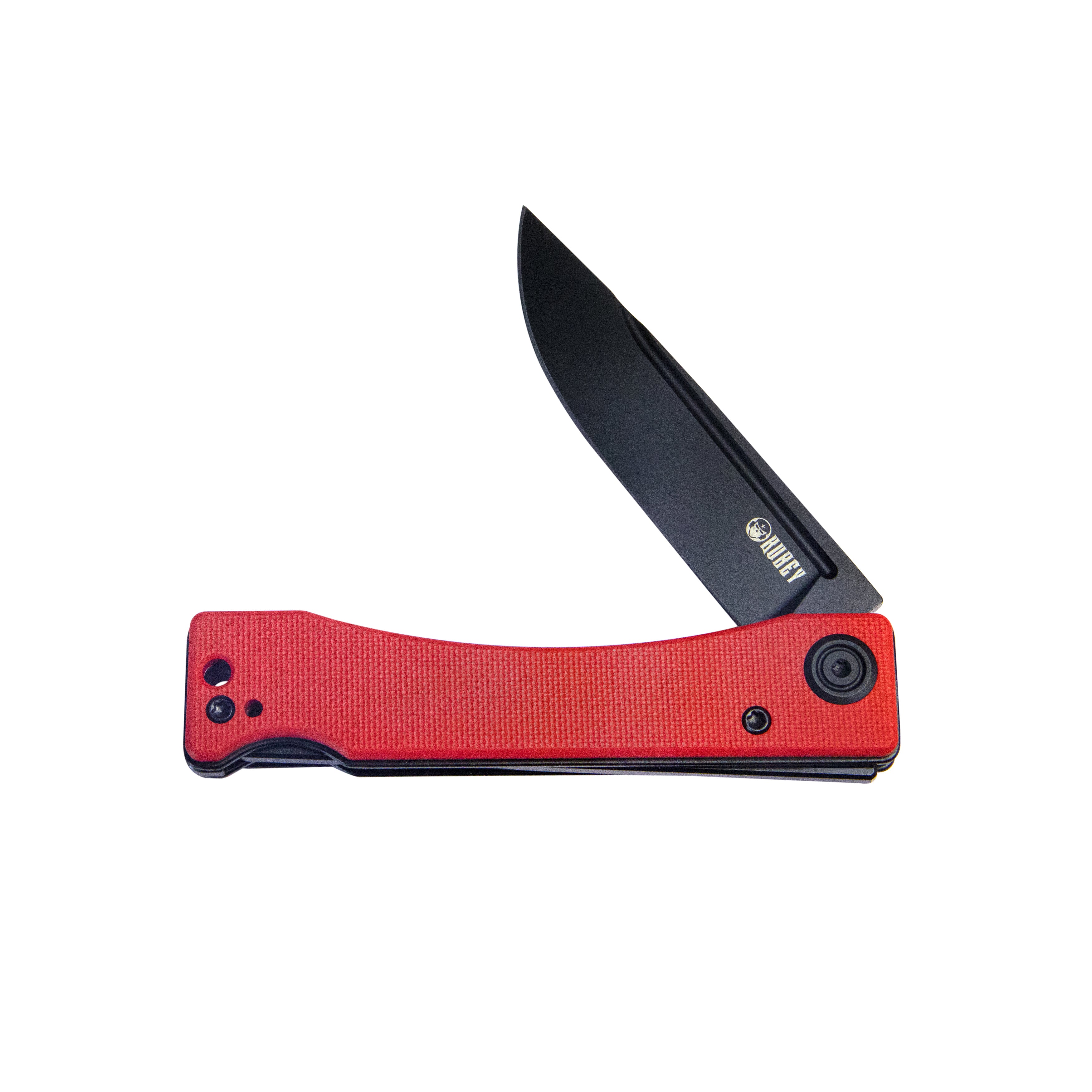 Kubey Akino Lockback Pocket Folding Knife - Red G10 Handle, 3.15