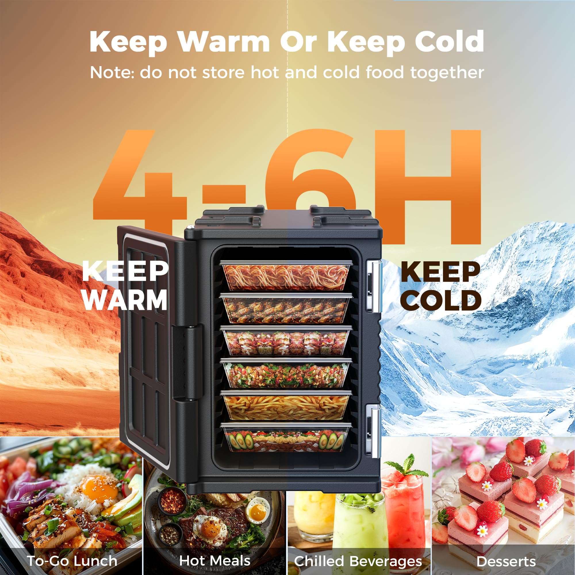95Qt Stainless Steel Catering Food Warmer with Wheels - 304 Stainless Steel Latch & Door Shaft - Insulated Hot Box for Parties, Events & Outdoor Catering - Fits 6 Full-Size Pans (Pans Not Included) - Perfect for Buffets, Weddings & Food Delivery Services