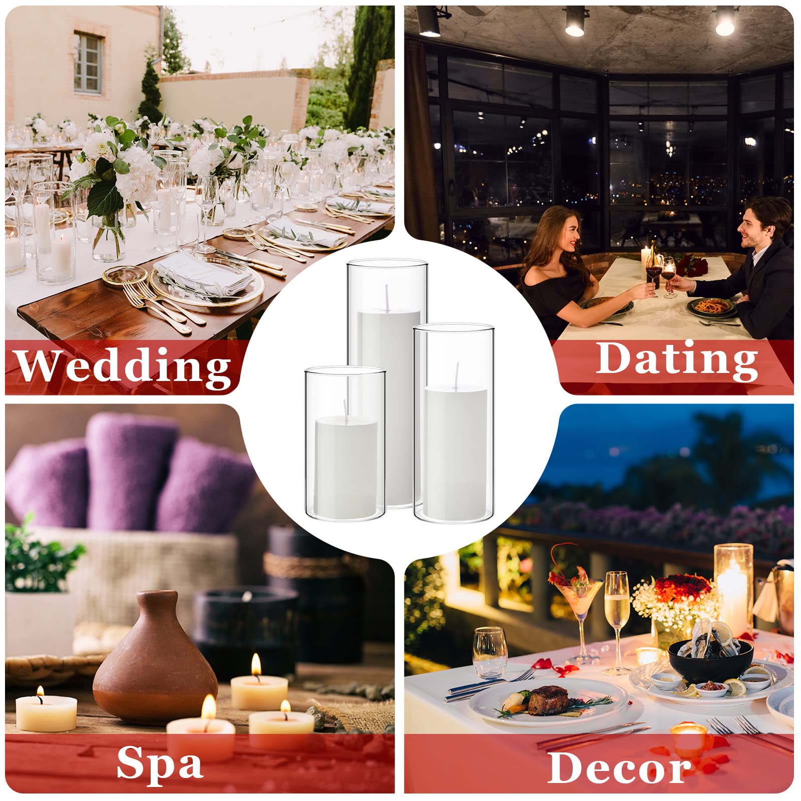 Shihanee 108 Pcs Pillar Candles with Glass Vases - Wedding & Home Decor