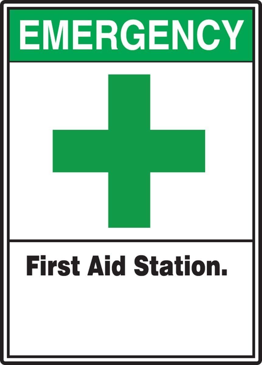 First Aid Station Sign with Graphic - .125
