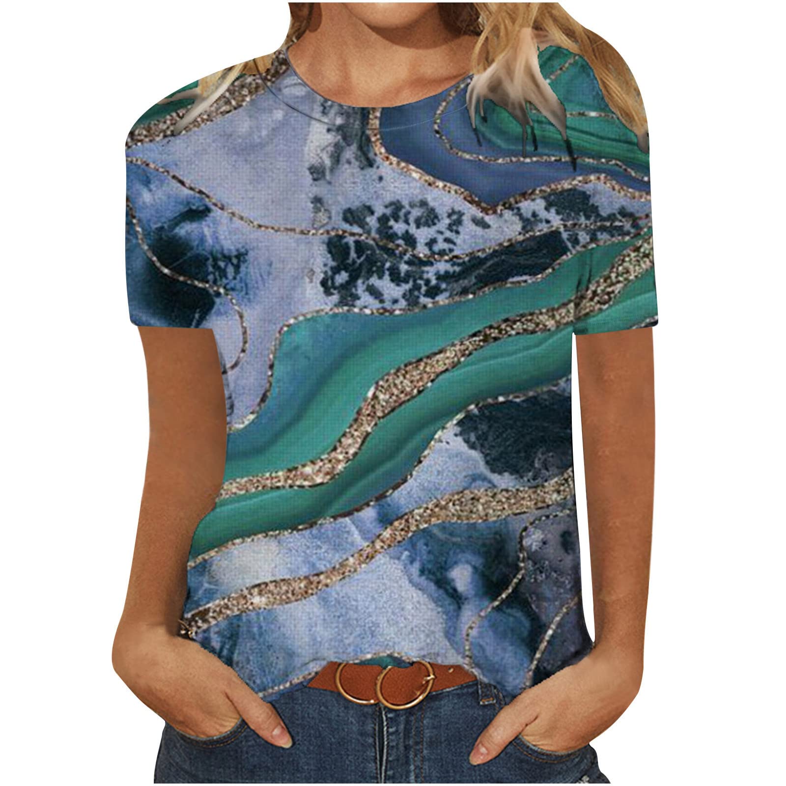 Vintage Short Sleeve Graphic T-Shirts for Women - Slim Fit Crew Neck Casual Summer Tops | Perfect for Beach Outings, Weekend Wear & Street Style Fashion