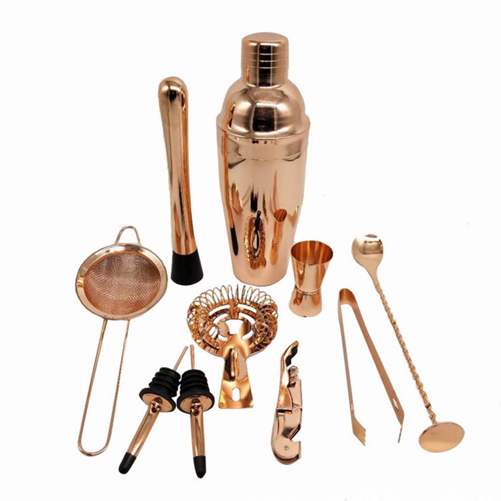 750ml Professional Cocktail Shaker Set - 11-Piece Stainless Steel Bartender Kit with Strainer & Measuring Tools (Gold) - Perfect for Home Bars, Cocktail Parties & Mixology Enthusiasts