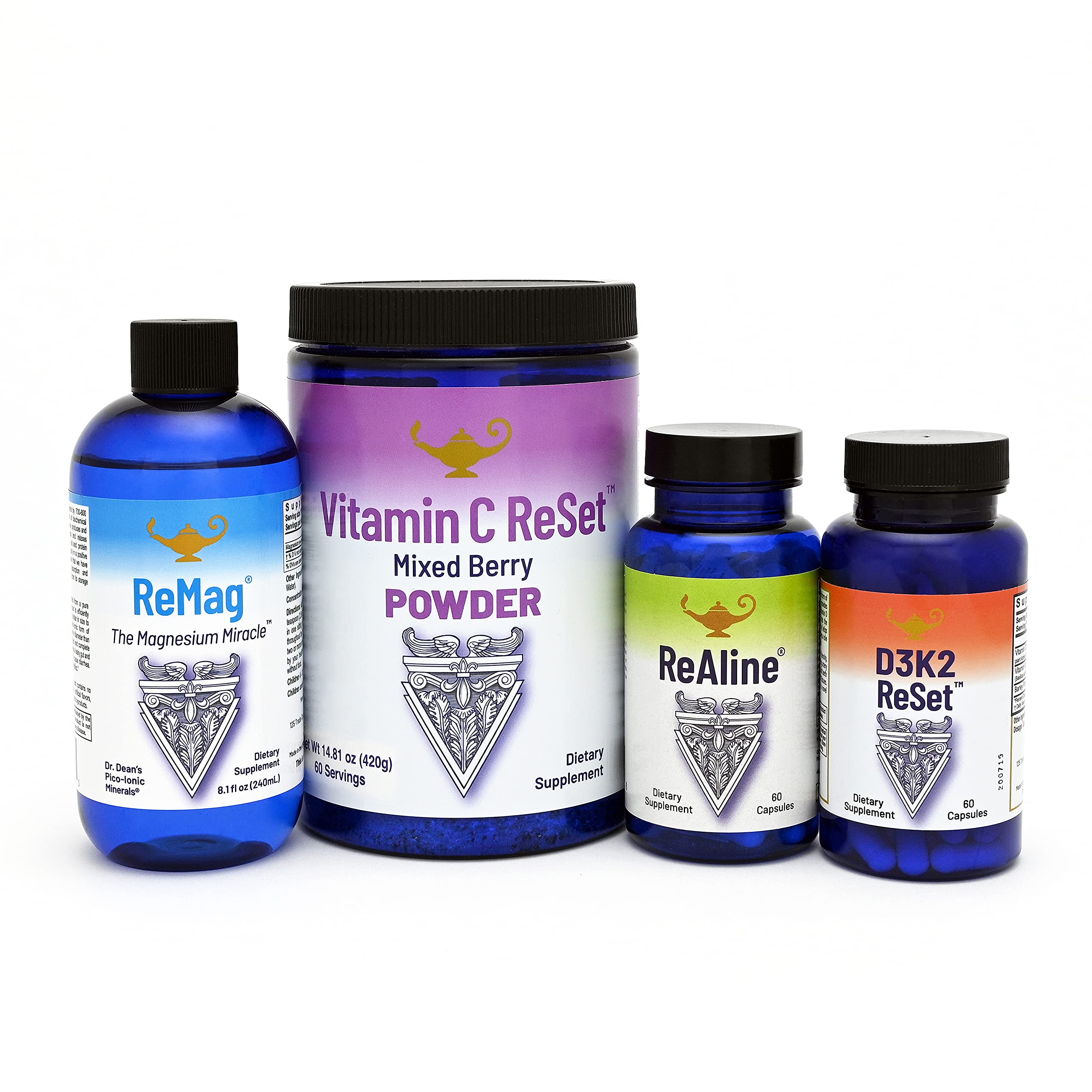 RnA ReSet Longevity Bundle - ReMag Magnesium, Vitamin C, Vitamin D & ReAline B Complex Supplement Set for Anti-Aging, Immune Support & Cellular Health | Daily Wellness Routine for Adults