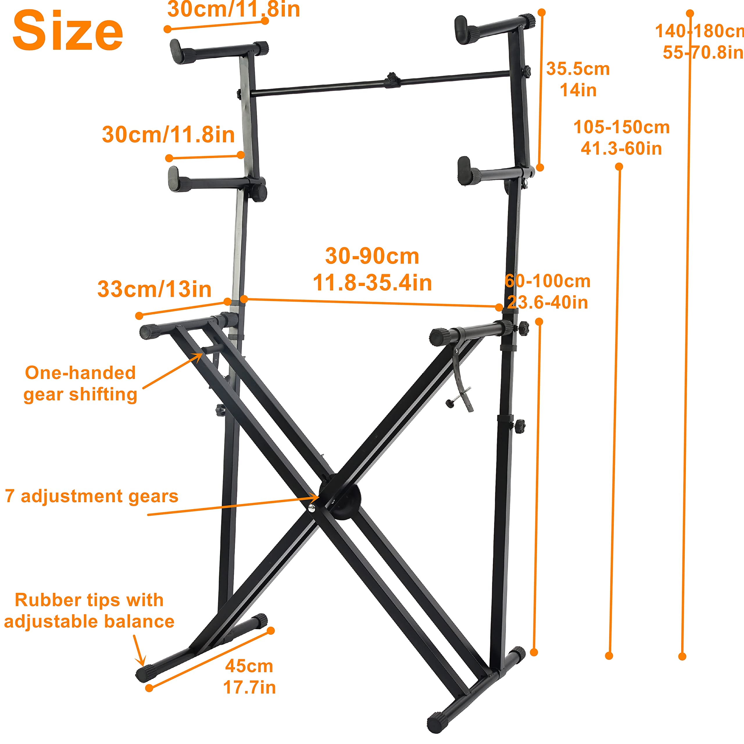 Miwayer Heavy-Duty X-Style 3-Tier Keyboard Stand - Quick Adjustable Piano Stand for Musicians, No Assembly Required | Perfect for Home Studios, Live Performances & Music Classrooms