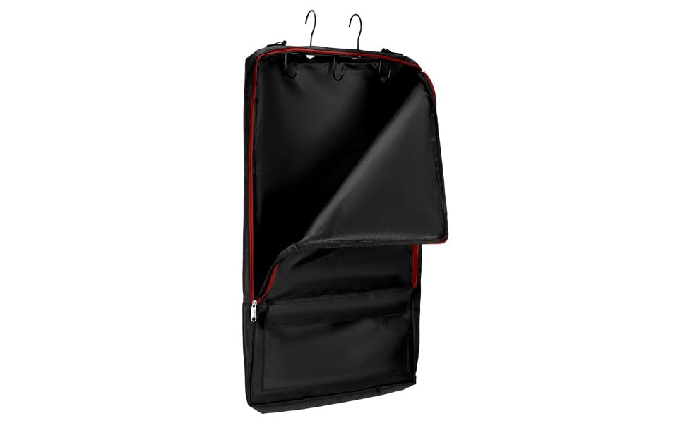 QWORK Horse Bridle Bag with Hooks - Durable Tack Carry Bag for Equestrian Gear Storage - Includes 3-Prong Tack Rack Organizer - Perfect for Stable, Barn & Horse Show Travel (Black)